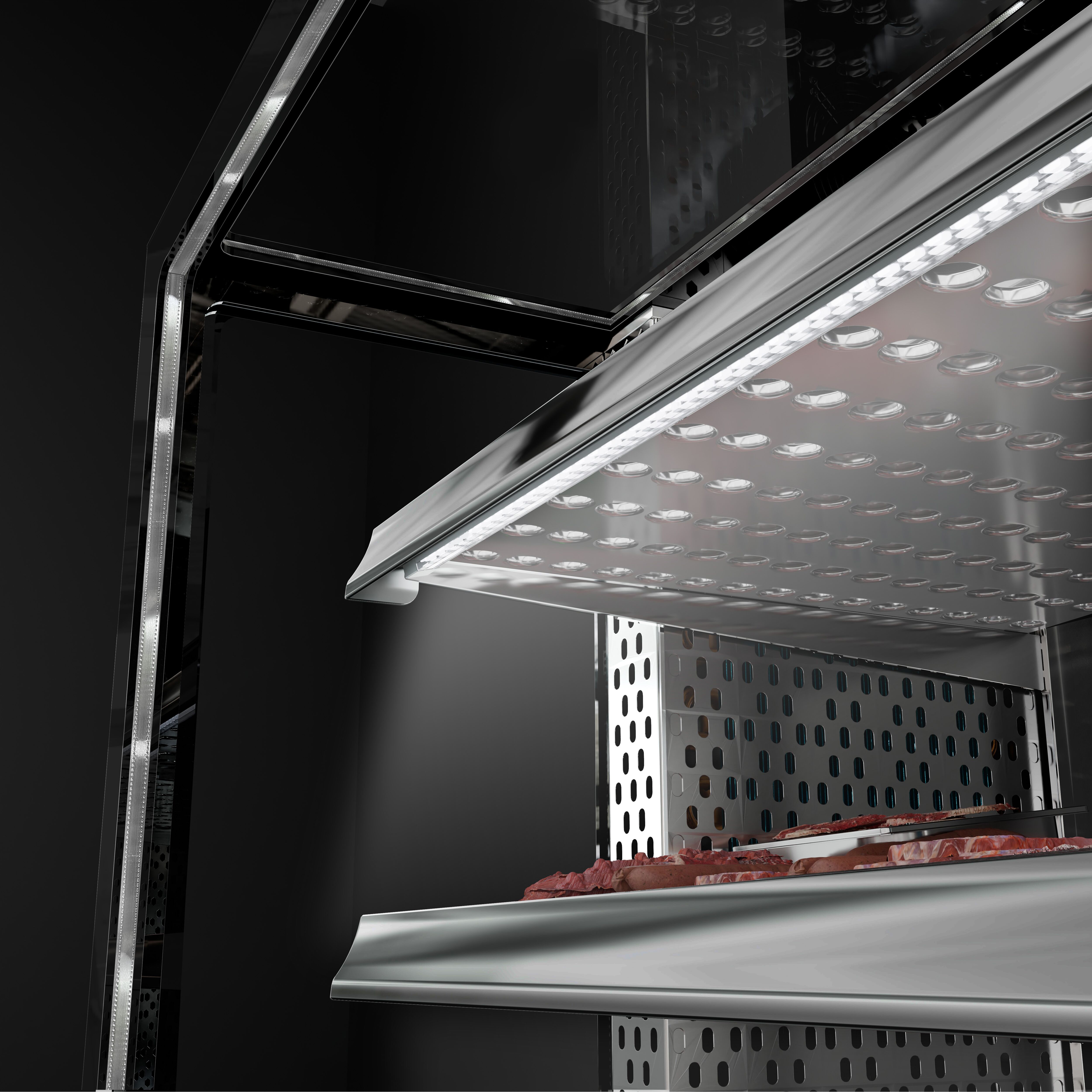 Vitrine de comptoir réfrigérée MADRID - 435L - 1000mm - Double vitrage - avec 2 étagères - portes coulissantes vitrées arrière - Noir mat