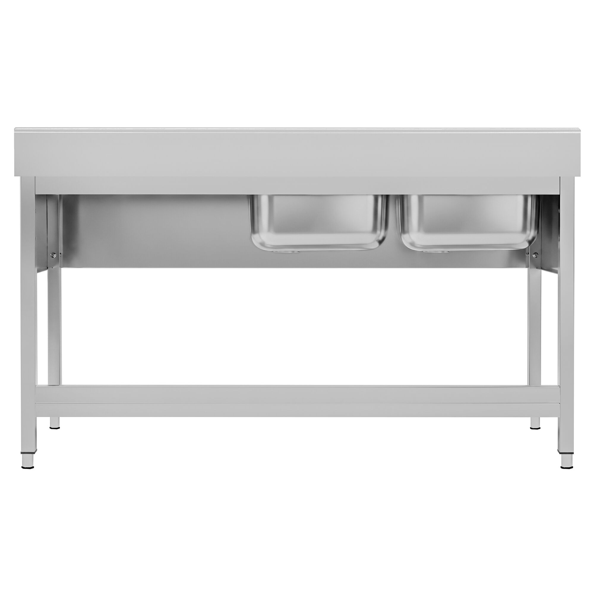 Fregadero industrial de acero inoxidable ECO - 1800x700mm - con estante inferior - con 2 senos a la izquierda