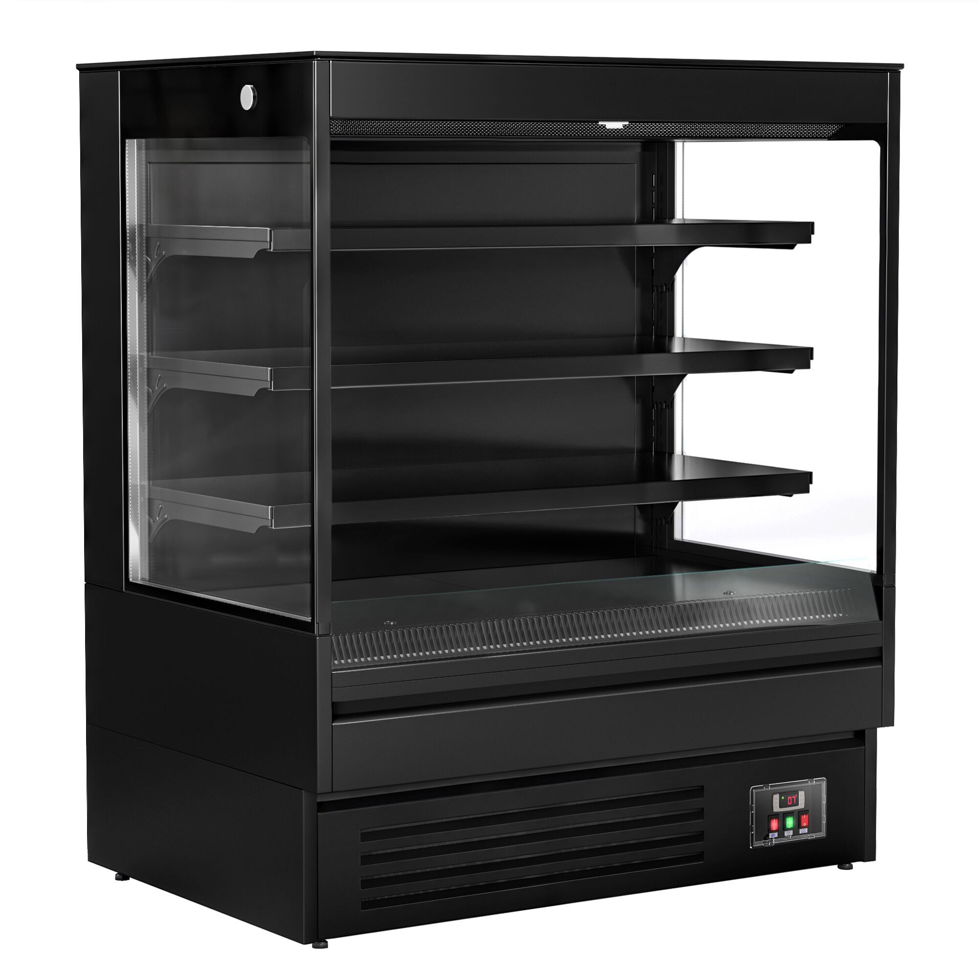 Vitrine murale réfrigérée - Libre-service - 1200mm - 390L - avec 3 étagères - arrière fermé - Noir