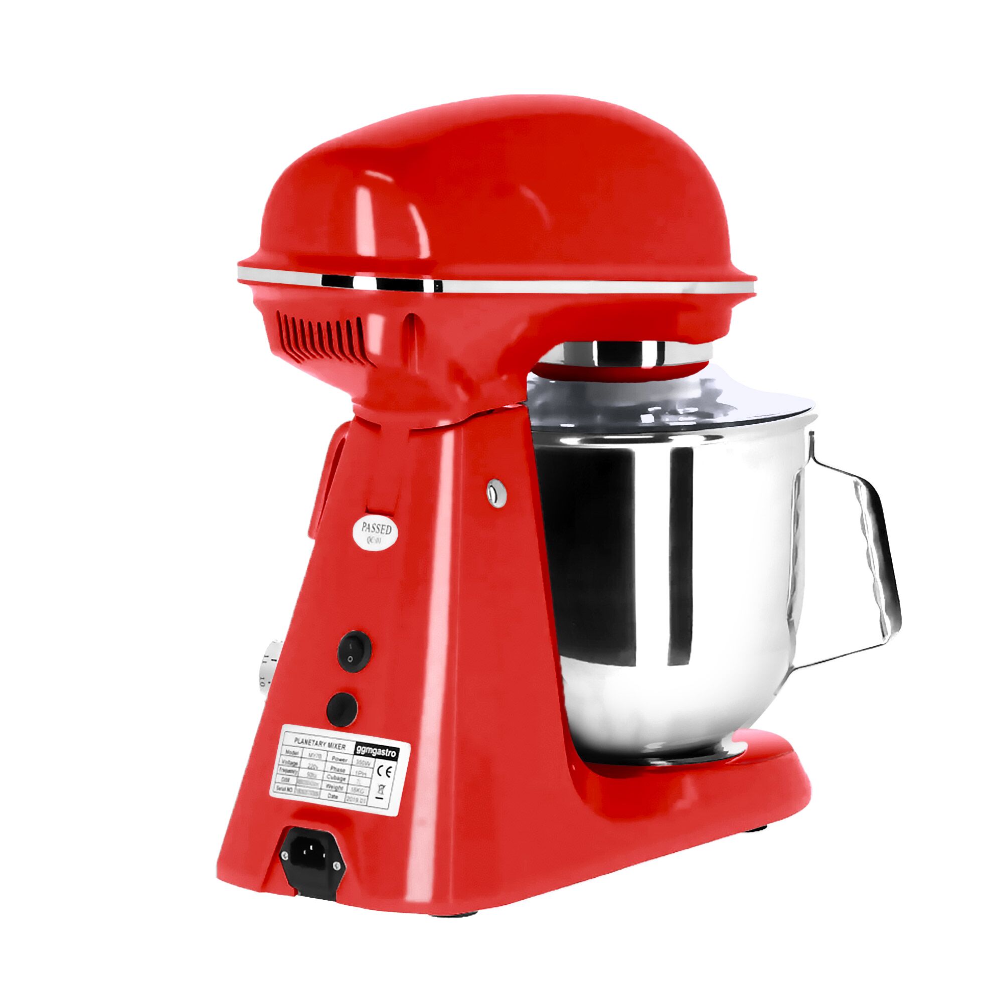 Countertop Commercial Planetary Mixer - 7L - 350W - incl. 3 attachments - Red