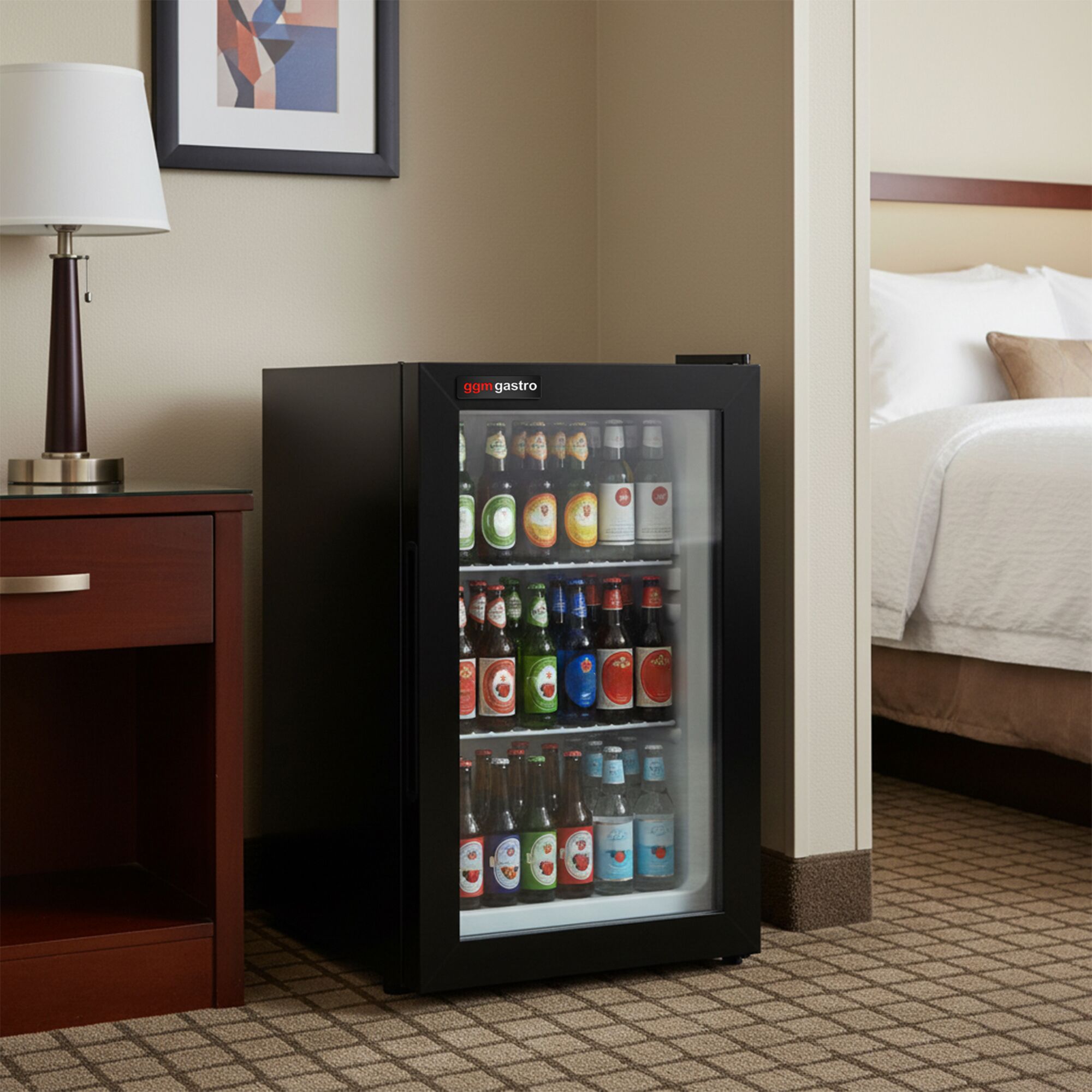 Minibar - 440mm - 62L - avec 1 porte en verre - Noir - porte réversible