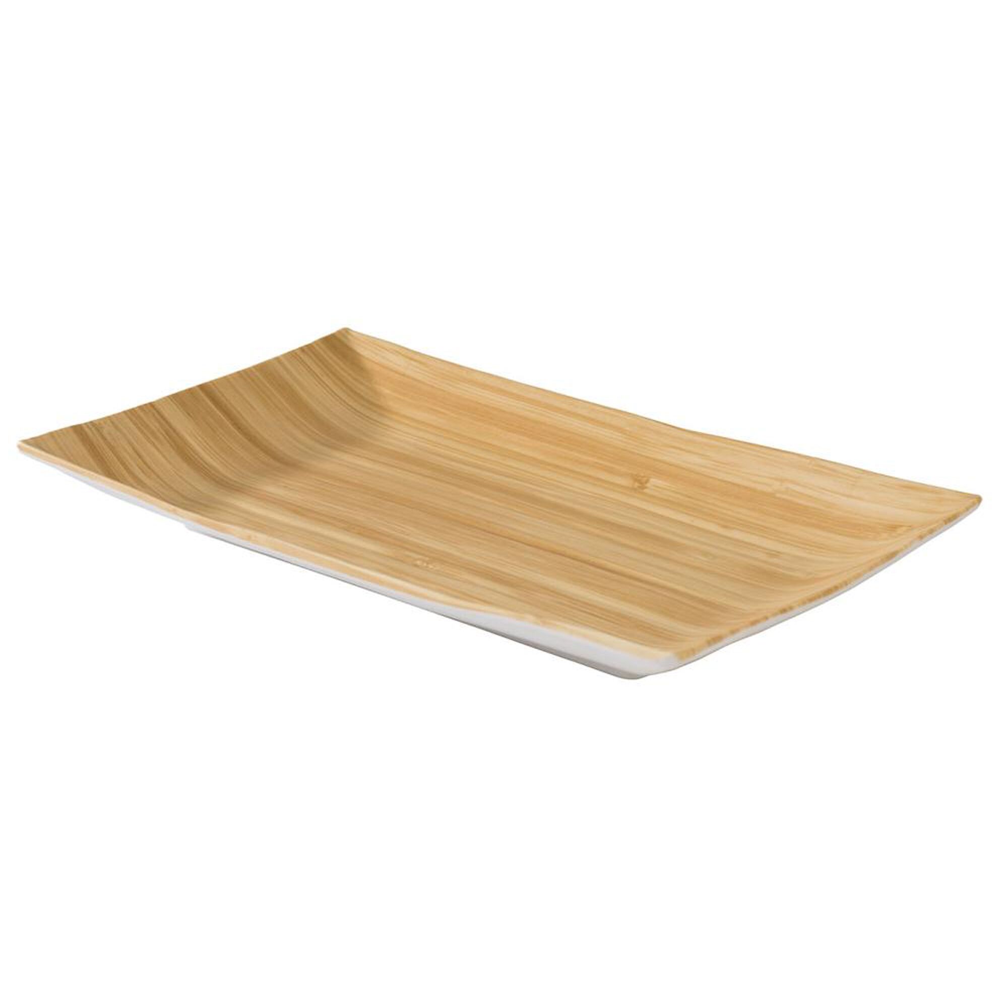 (6 pcs) Plateau de présentation - BAMBOO - Mélamine - 245x155mm - Hauteur:30mm - Beige/Blanc - empilable, compatible lave-vaisselle