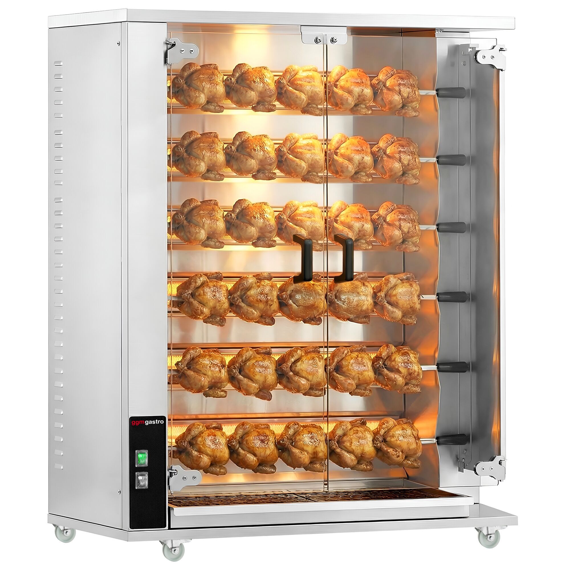 Gaz Rôtissoire à poulets Verticale - 6 broches pour jusqu’à 30 poulets - 28,2kW