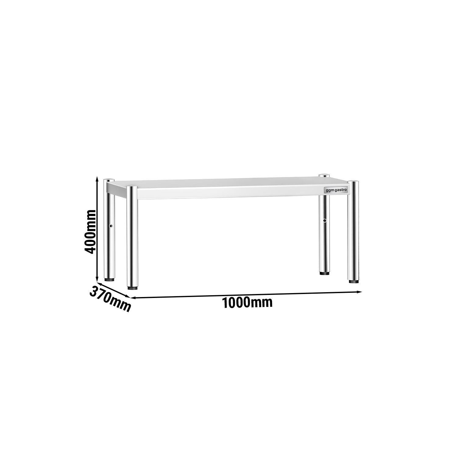 Étagère supérieure en inox – 1 niveau – 1000 × 370 mm – hauteur réglable