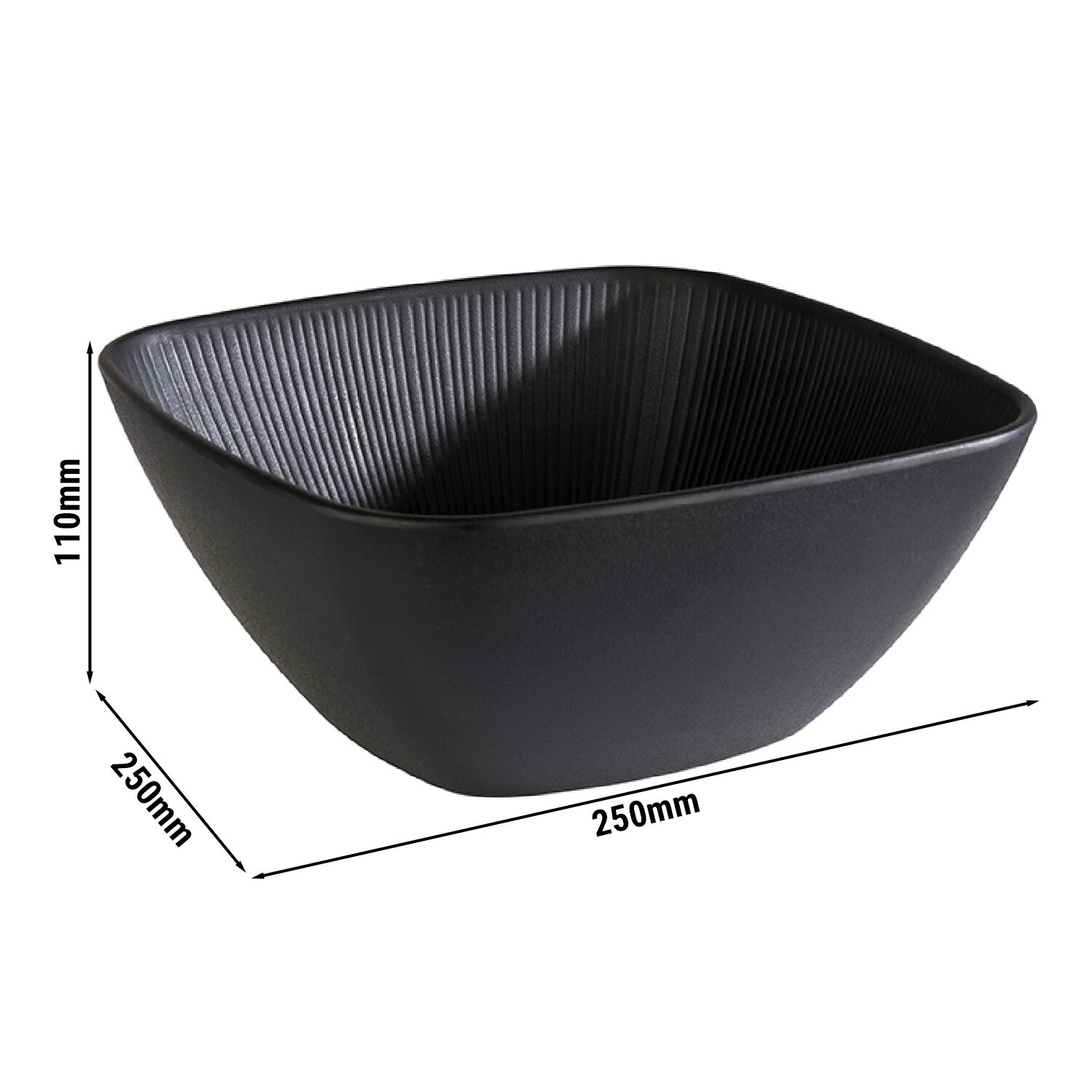 (6 pcs) Coupe - NERO - Mélamine - 3,5L - carré - lot de 6 - 250x250mm - Profondeur : 110mm - Noir