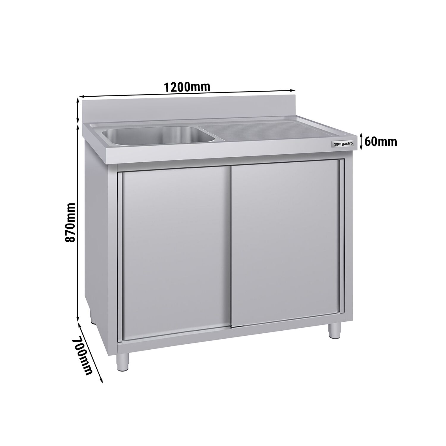 Meuble évier ECO - 1200 x 700 mm - avec 1 bac à gauche