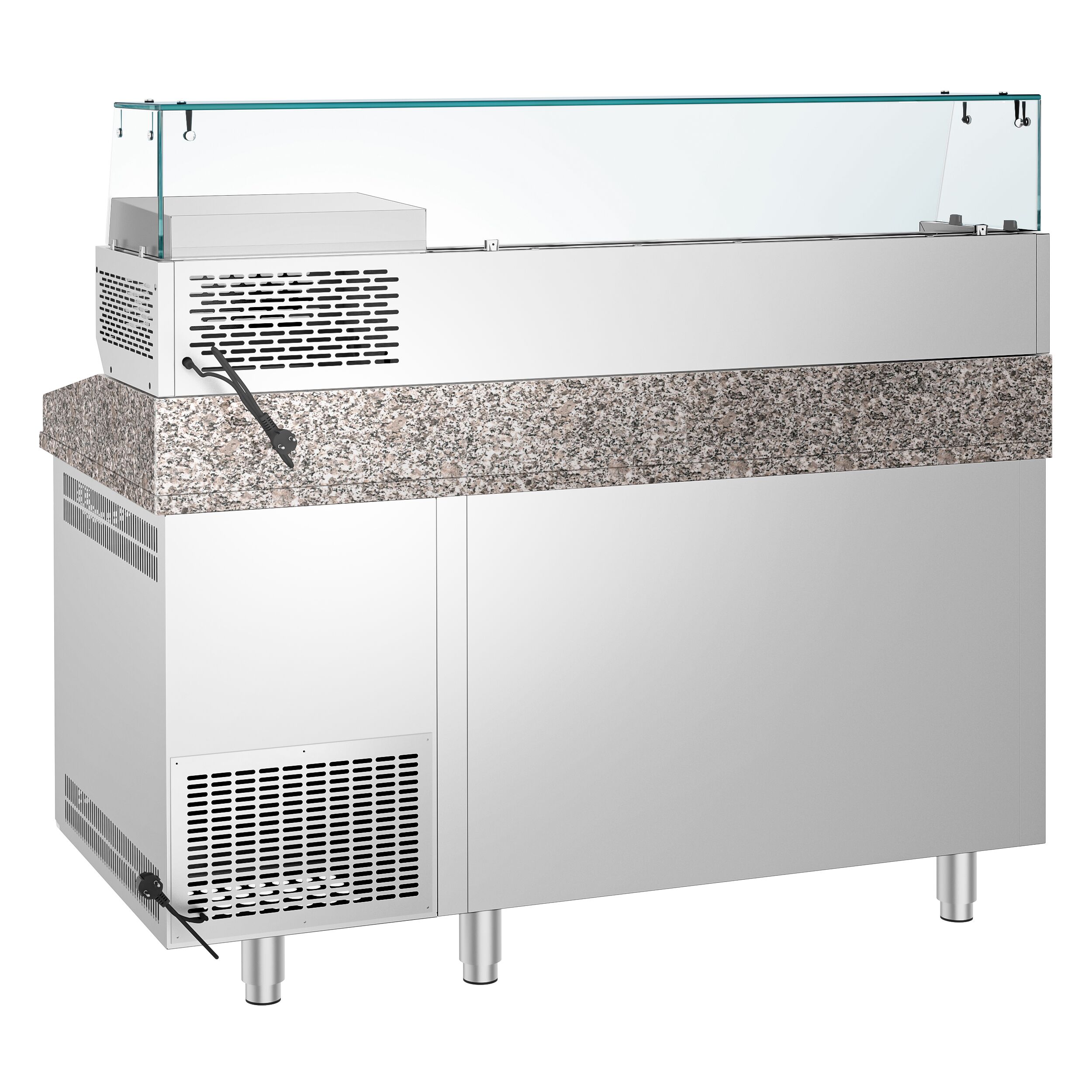Table réfrigérée à pizza PREMIUM - 1600x800 mm - avec 2 portes & 3 tiroirs - incl. vitrine réfrigérée - 6x GN 1/3
