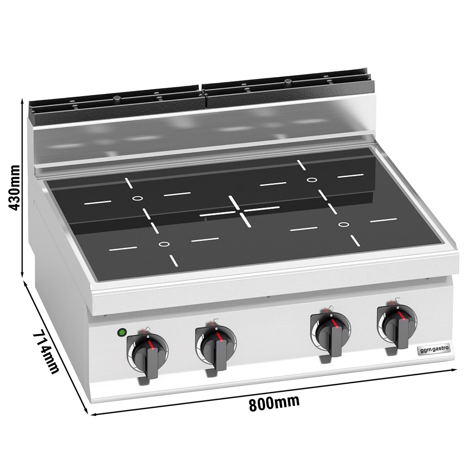 Réchaud vitrocéramique à poser - 12,8kW - 4 foyers infrarouges