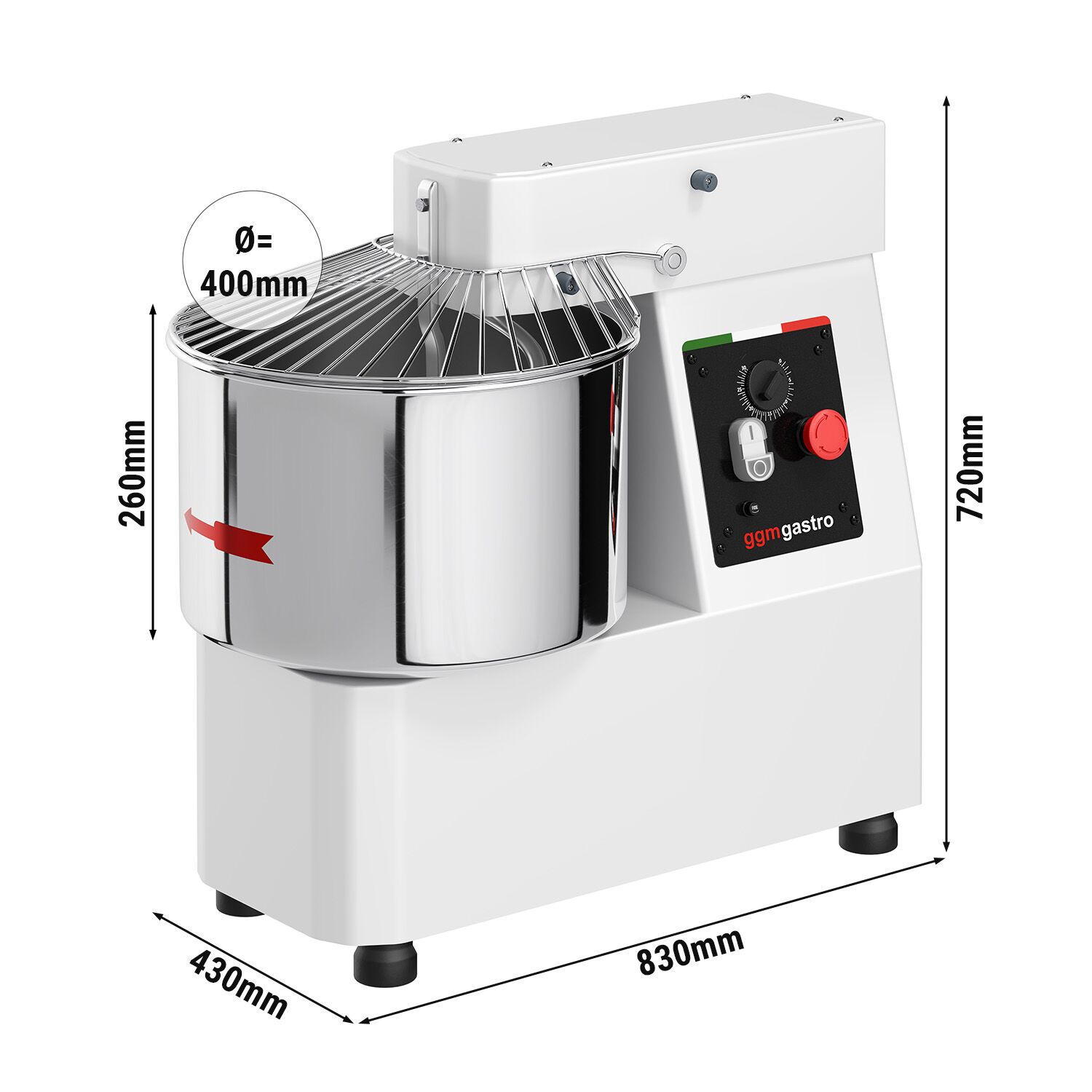 Pétrin à Pâte / Pétrin à spirale - 33 Litres / 25 kg - avec Cuve Fixe - Fonction Minuterie