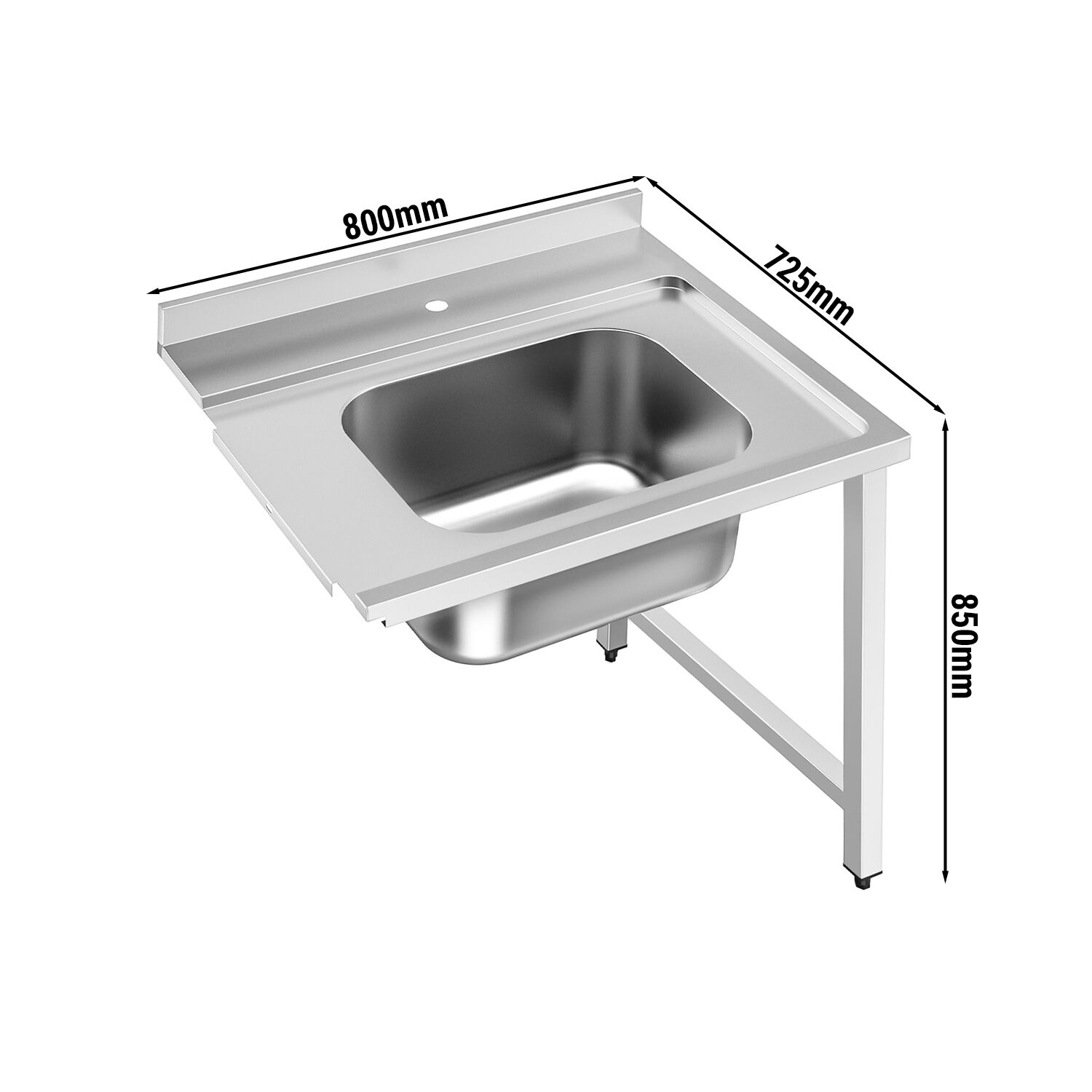 Table d’entrée pour lave-vaisselle - 800mm - Montage à droite - avec 1 bac - pour DSHI1080WD