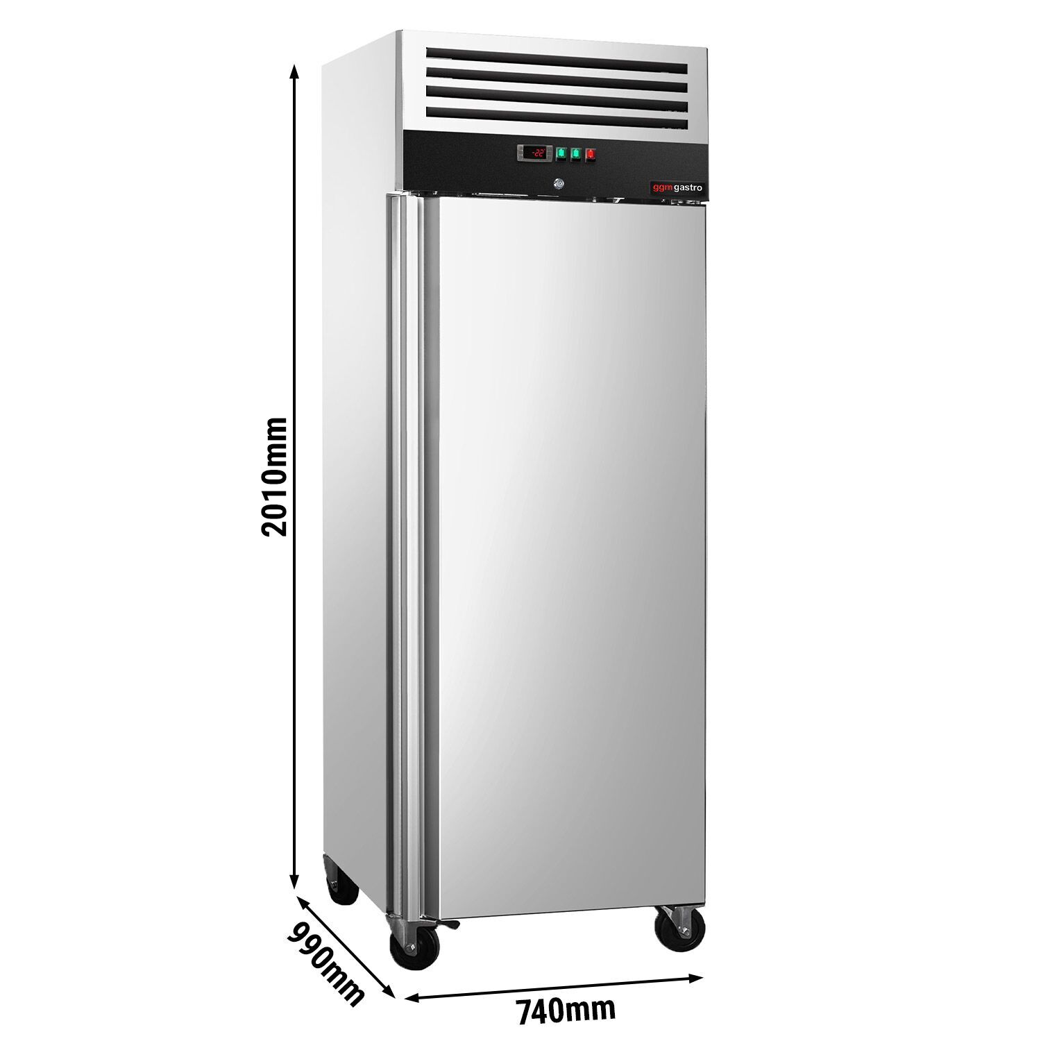 Armoire pâtissière négative Inox AISI 304 PREMIUM - EN 600 x 800 - 612 L - avec 1 porte & Glissières pâtisserie - Noire - Roulettes