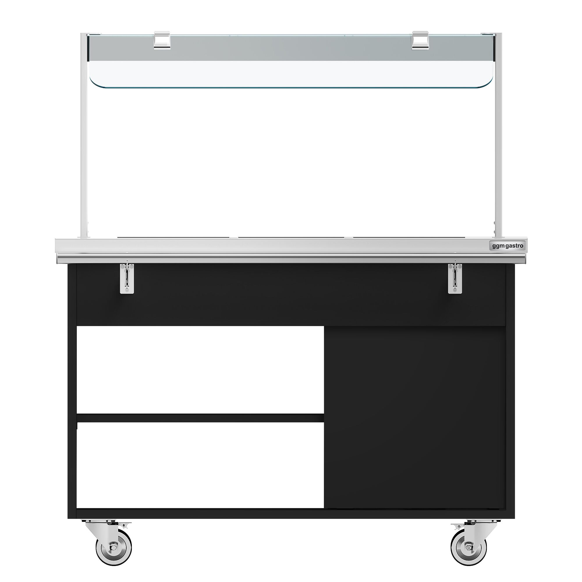 Buffet self-service chaud DANZIG - 1300mm - 3 bacs GN 1/1 - avec Glissière pour plateaux - Noir