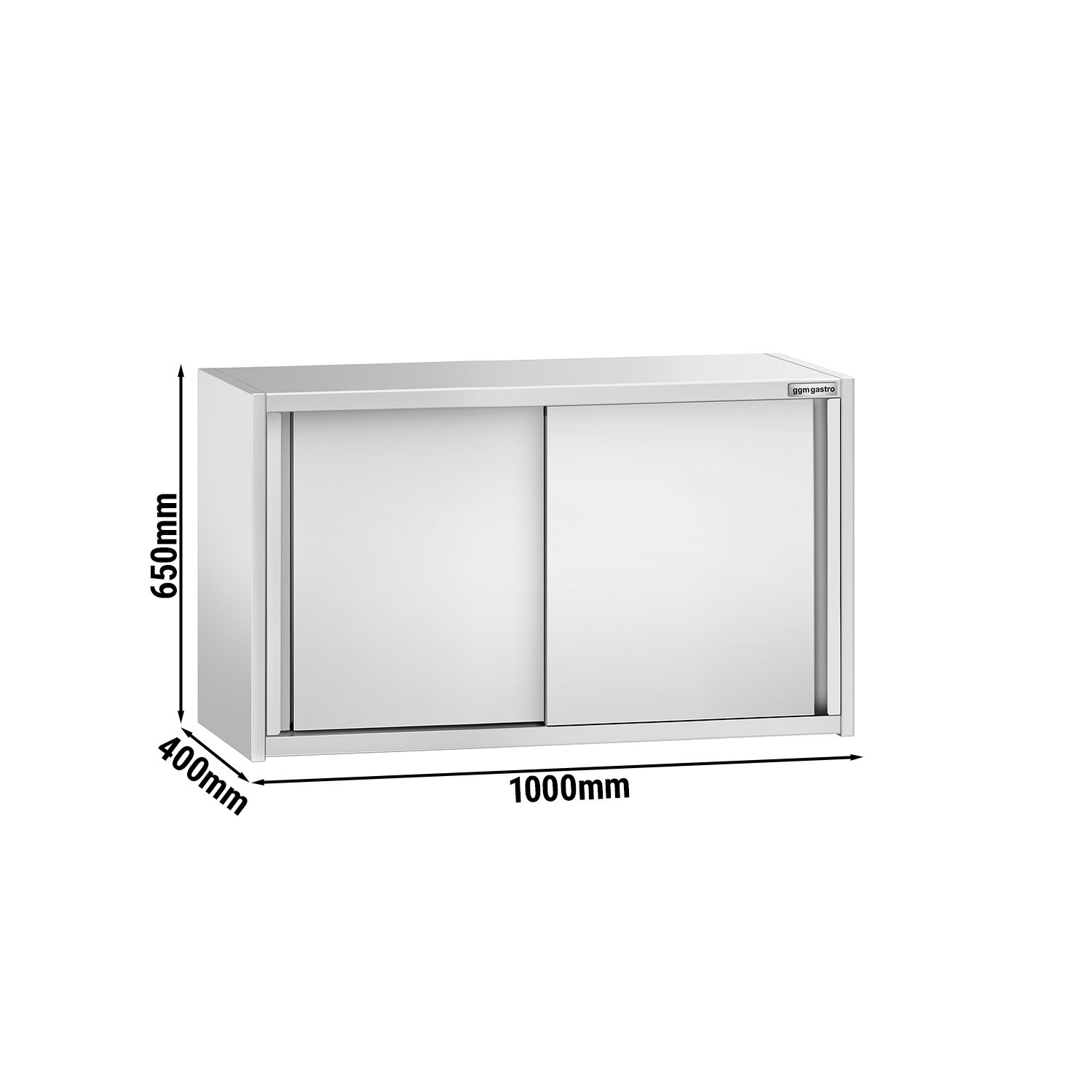 Armoire murale en acier inoxydable PREMIUM - 1000x400mm - avec portes coulissantes - 650mm de haut