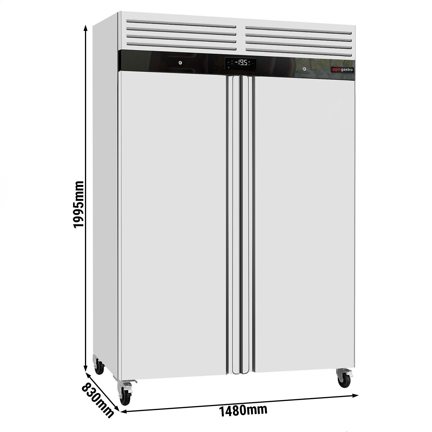 Armoire réfrigérée négative en acier inoxydable ECO – GN 2/1 – 1400 litres – avec 2 portes en inox – intérieur de la porte en plastique