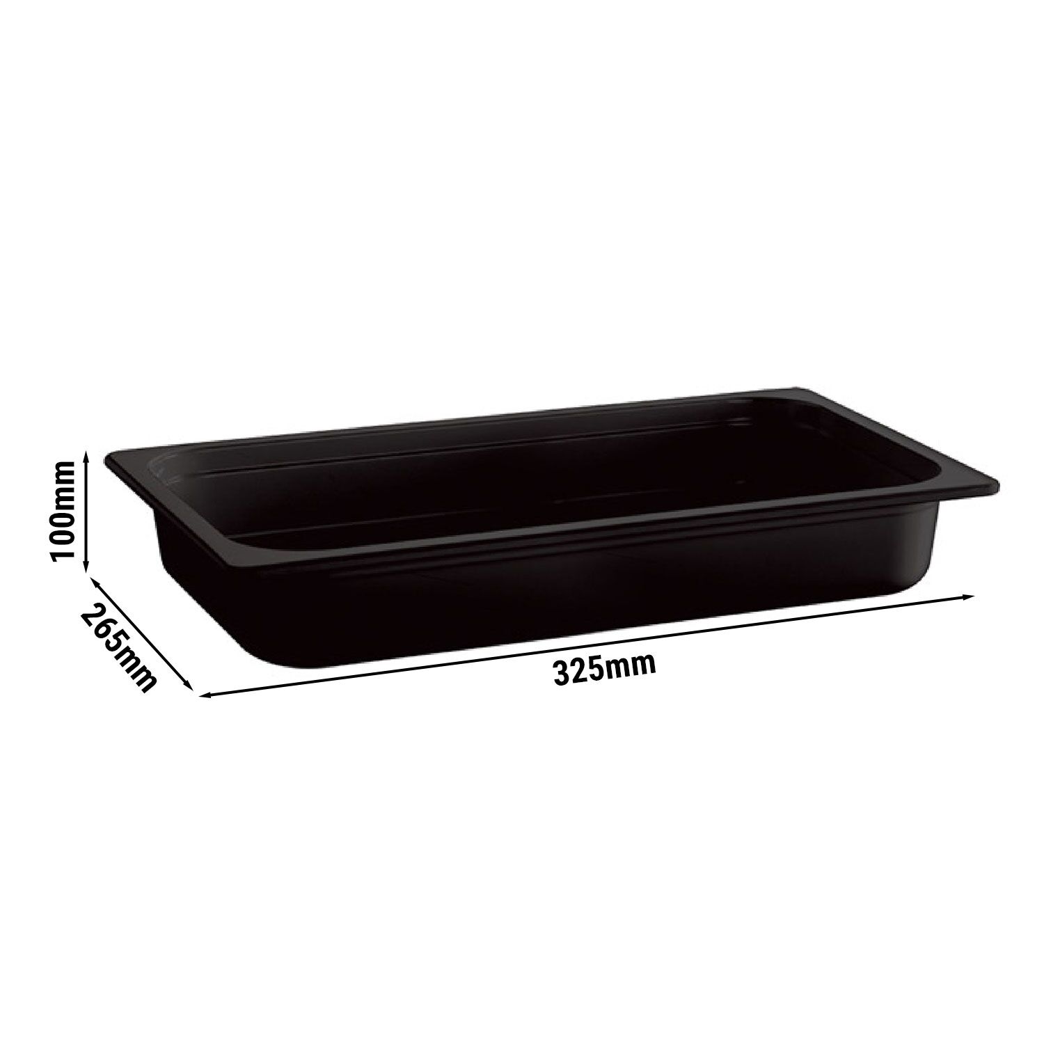 (6 pcs) Melamine Gastronorm Tray GN 1/2 - ECO - Black - 4.7L - Depth: 100mm