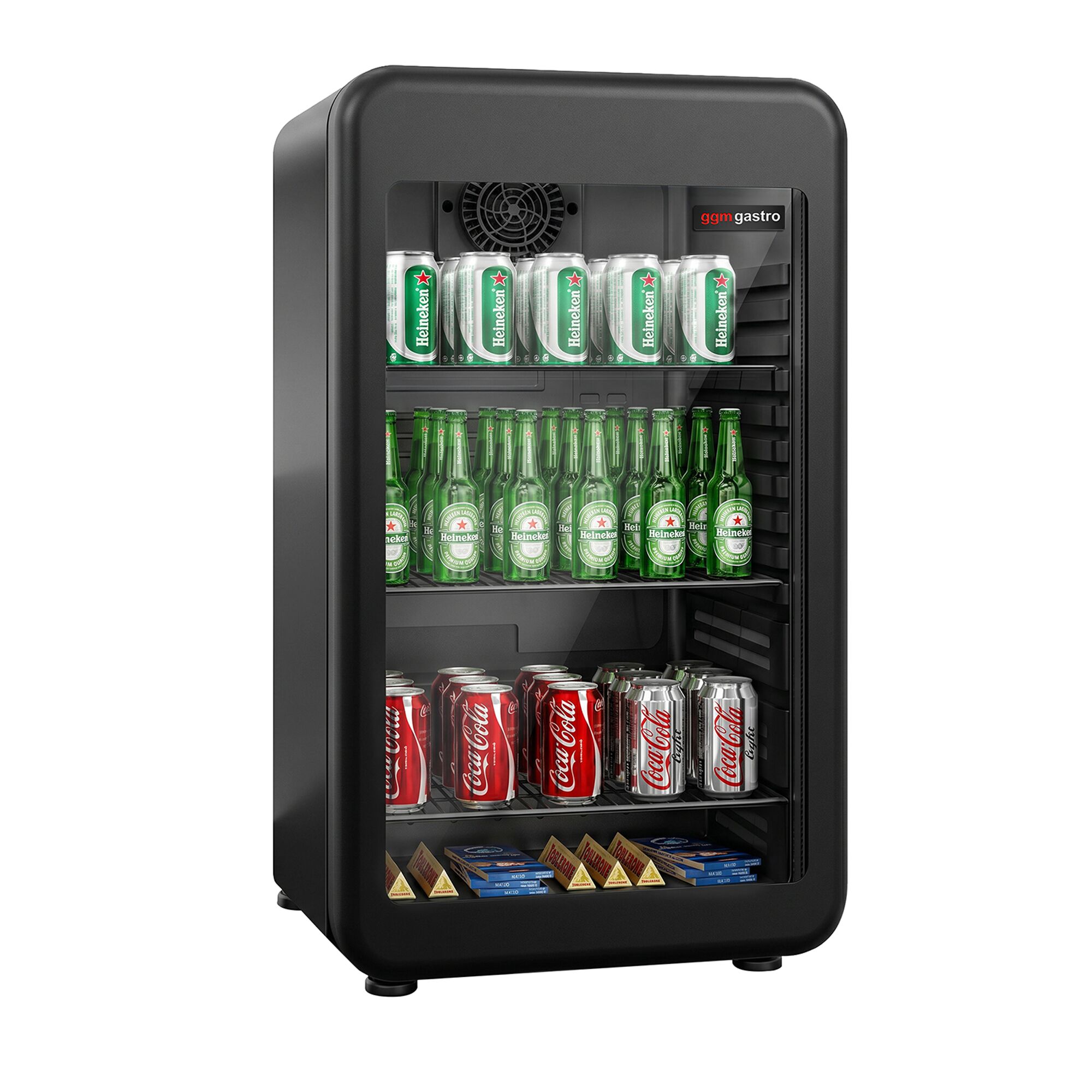 Minibar-Kühlschrank - 500mm - 120 Liter - mit 1 Glastür - Schwarz