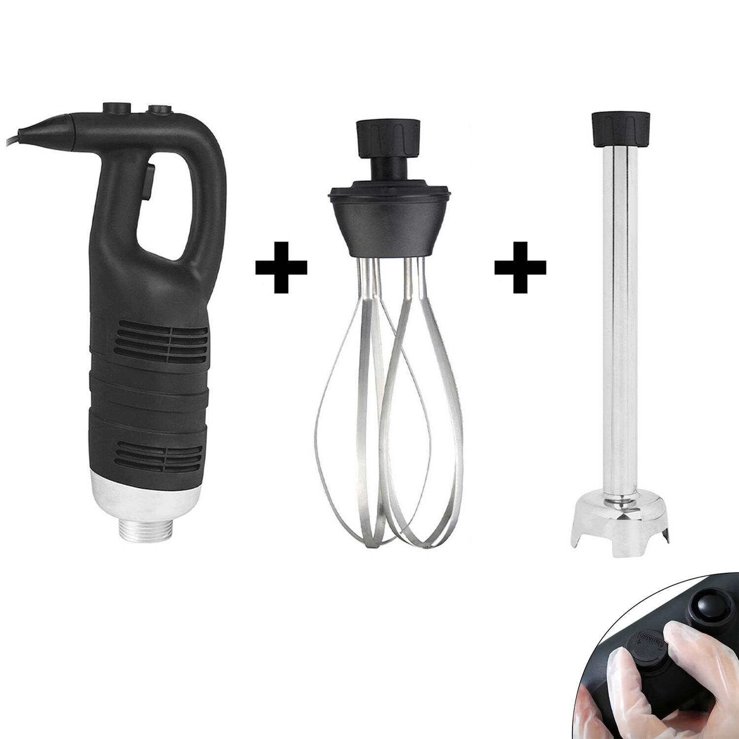 Mixeur plongeant professionnel Combi - pied démontable inclus - pied 400mm & Fouet - 650 W - Vitesse variable