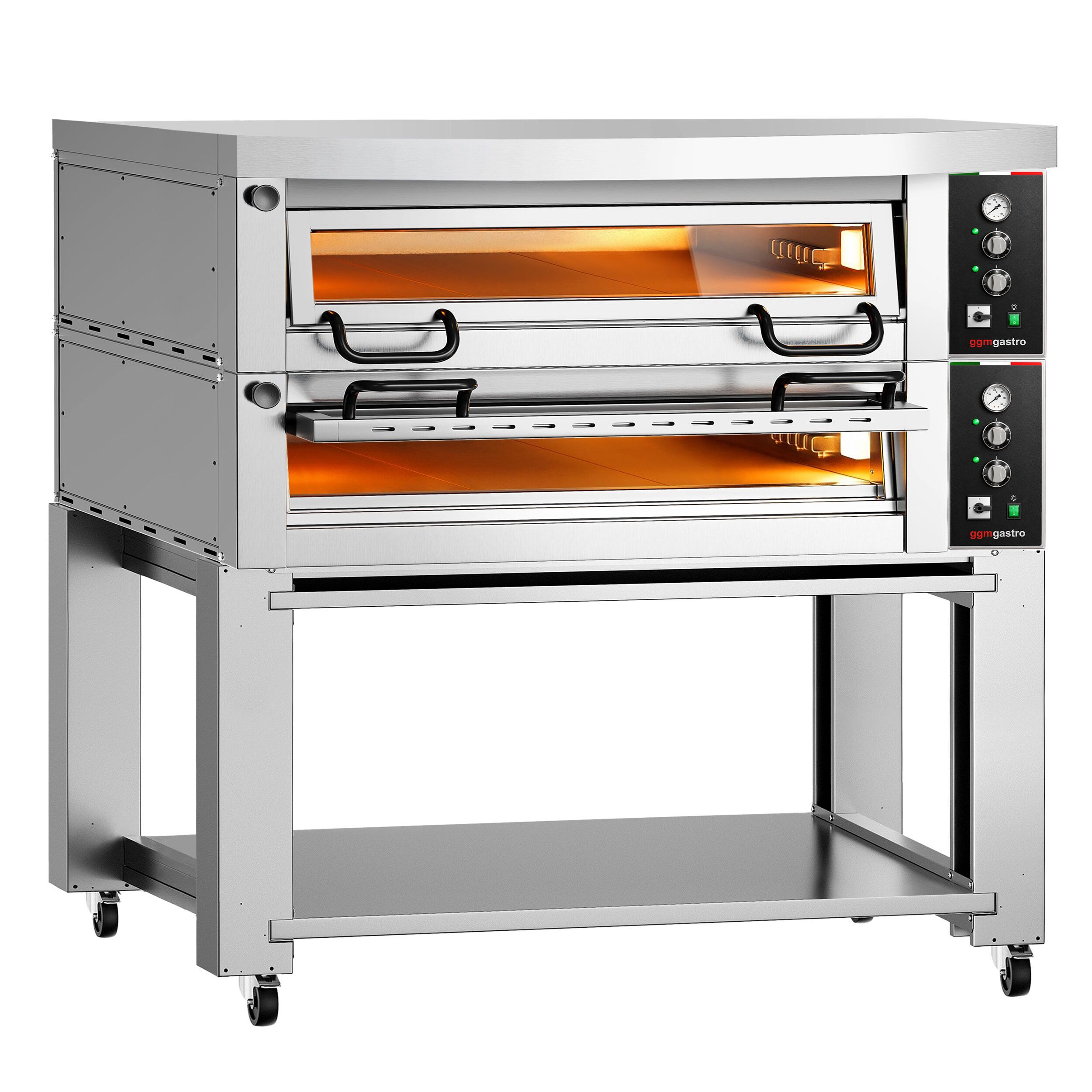 Elektro Pizzaofen Power - 9+9x 34 cm - Manuell - inkl. Haube & Untergestell