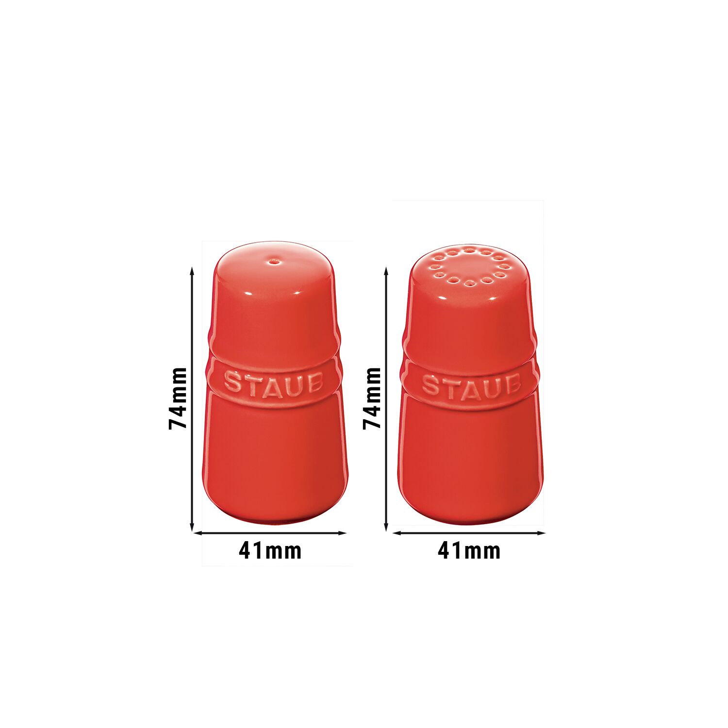 STAUB| Ceramic Salt & Pepper Shaker – Cherry Red - 70 mm Height