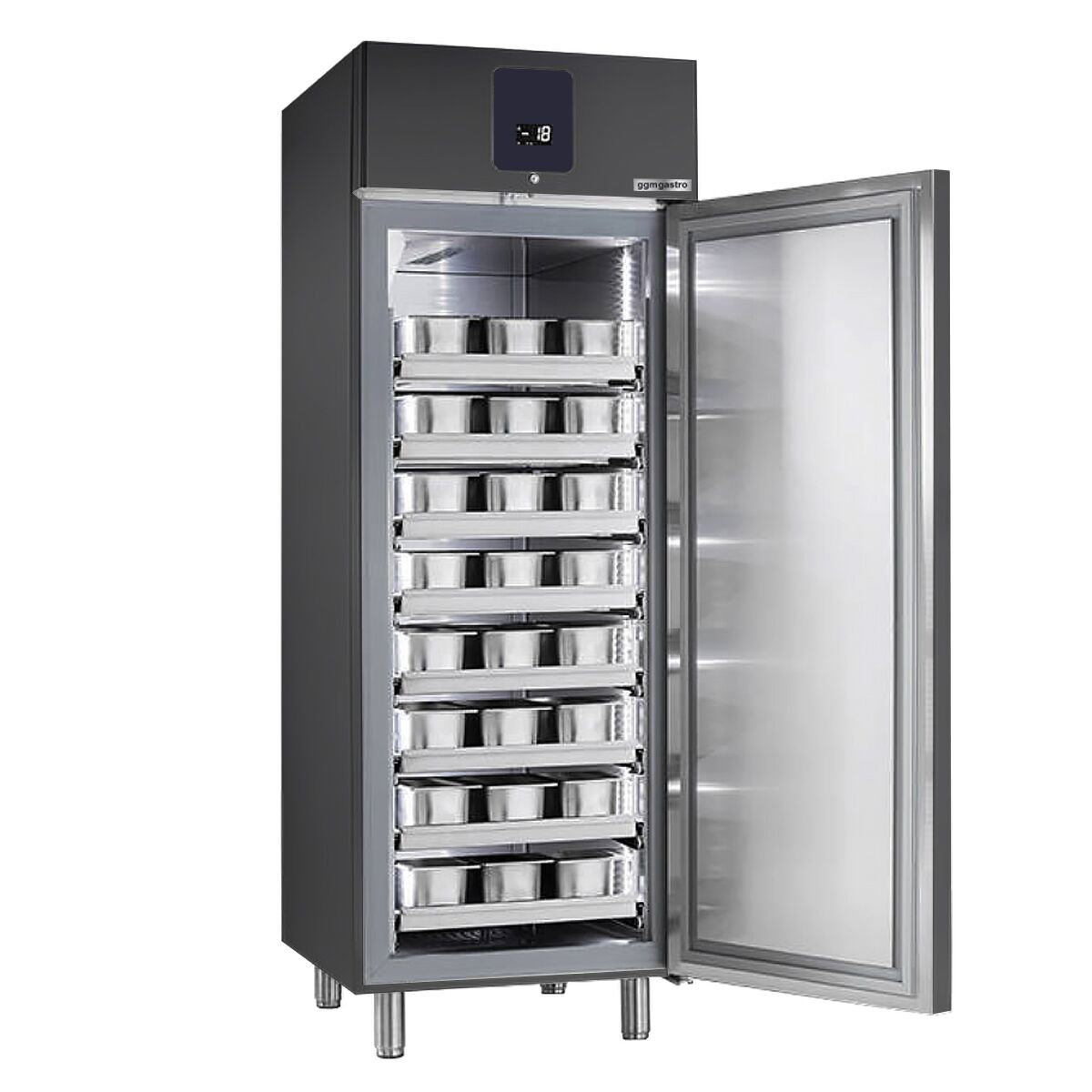 Ice Cream Display Freezer PREMIUM PLUS - 647L - with 1 door - For 48x 5L or 32x 7L ice cream containers - Anthracite