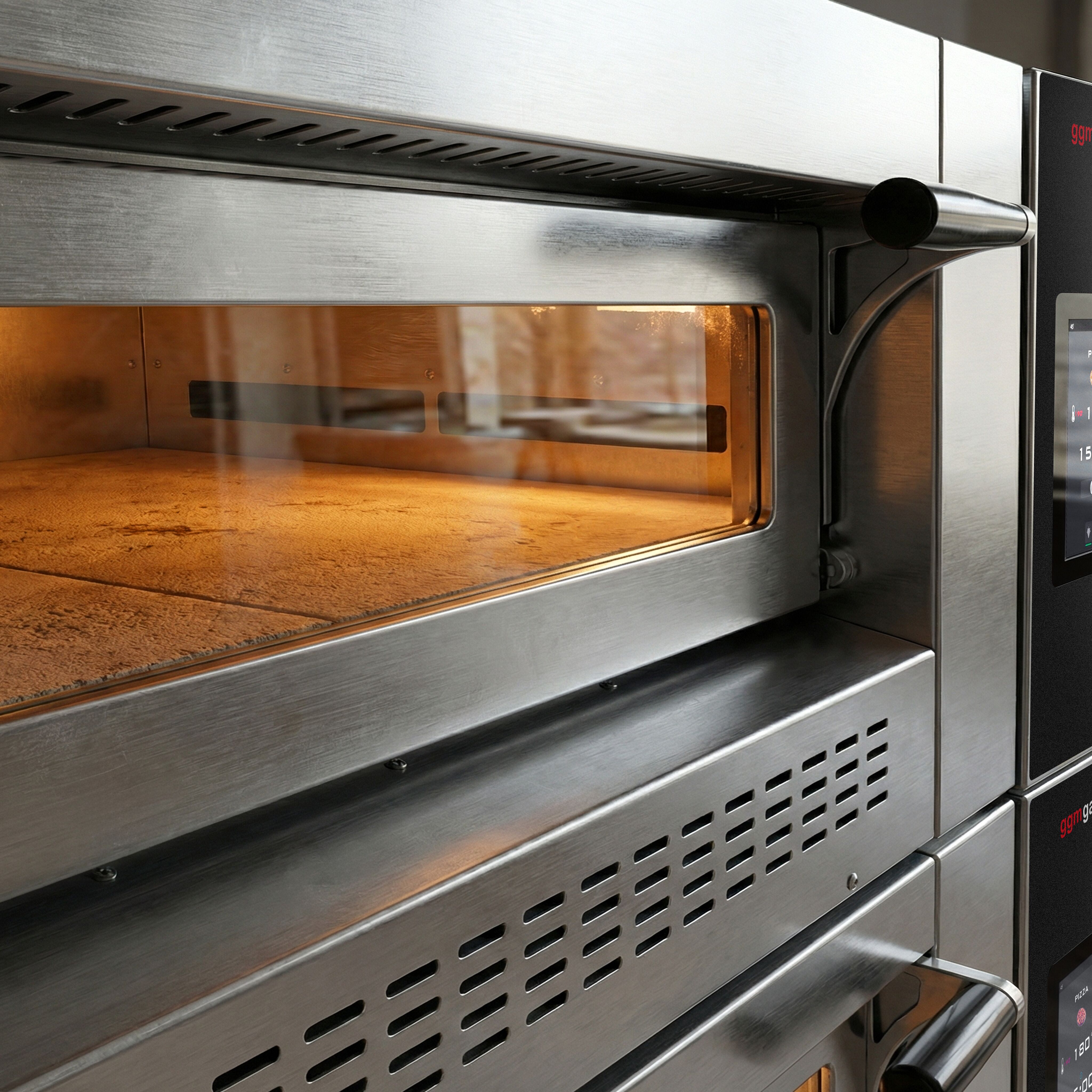 Four à pizza à gaz - 9 + 9 x 30 cm - Touch - avec soubassement inclus