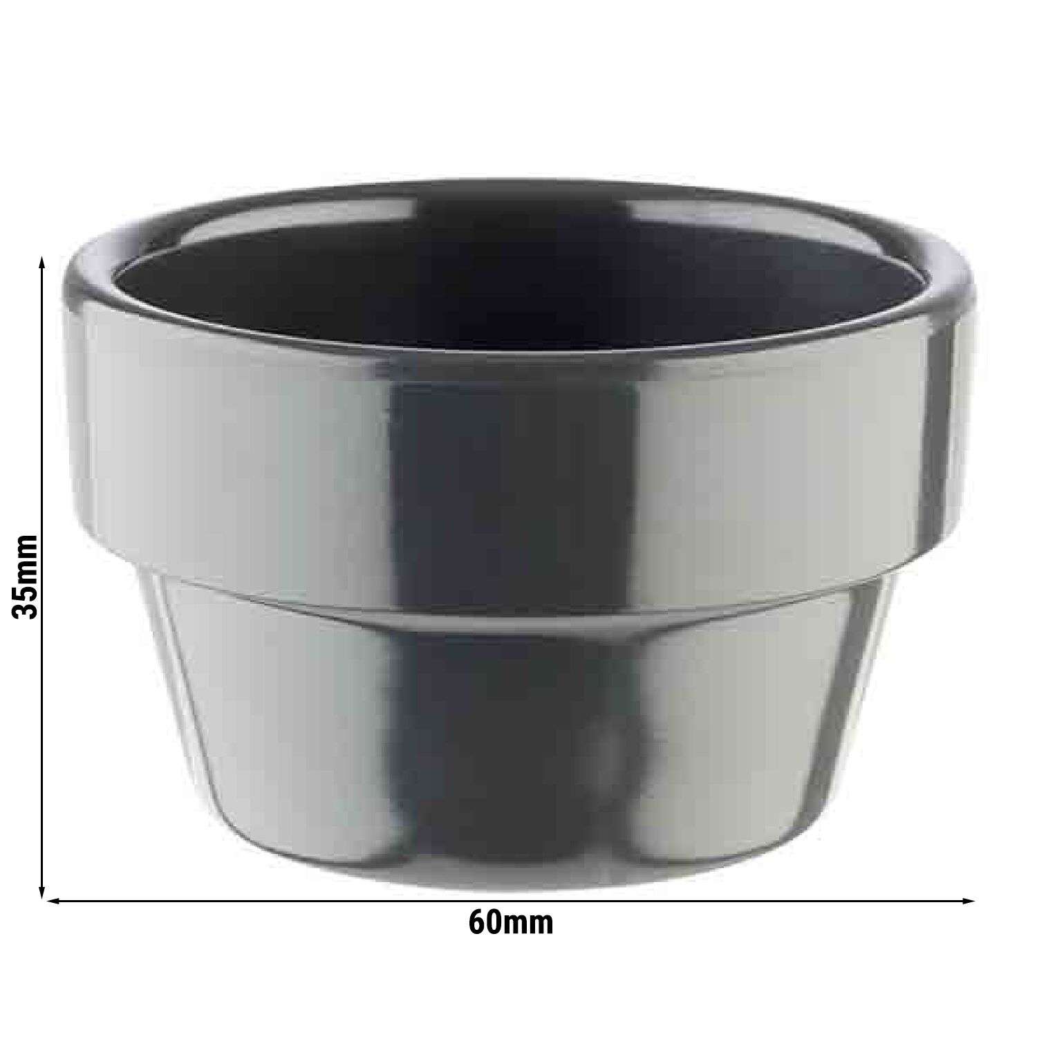 (60 pièces) Coupelles à sauce - FLOWER POT - Melamine - 40 ml - Ø 60 mm - Gris