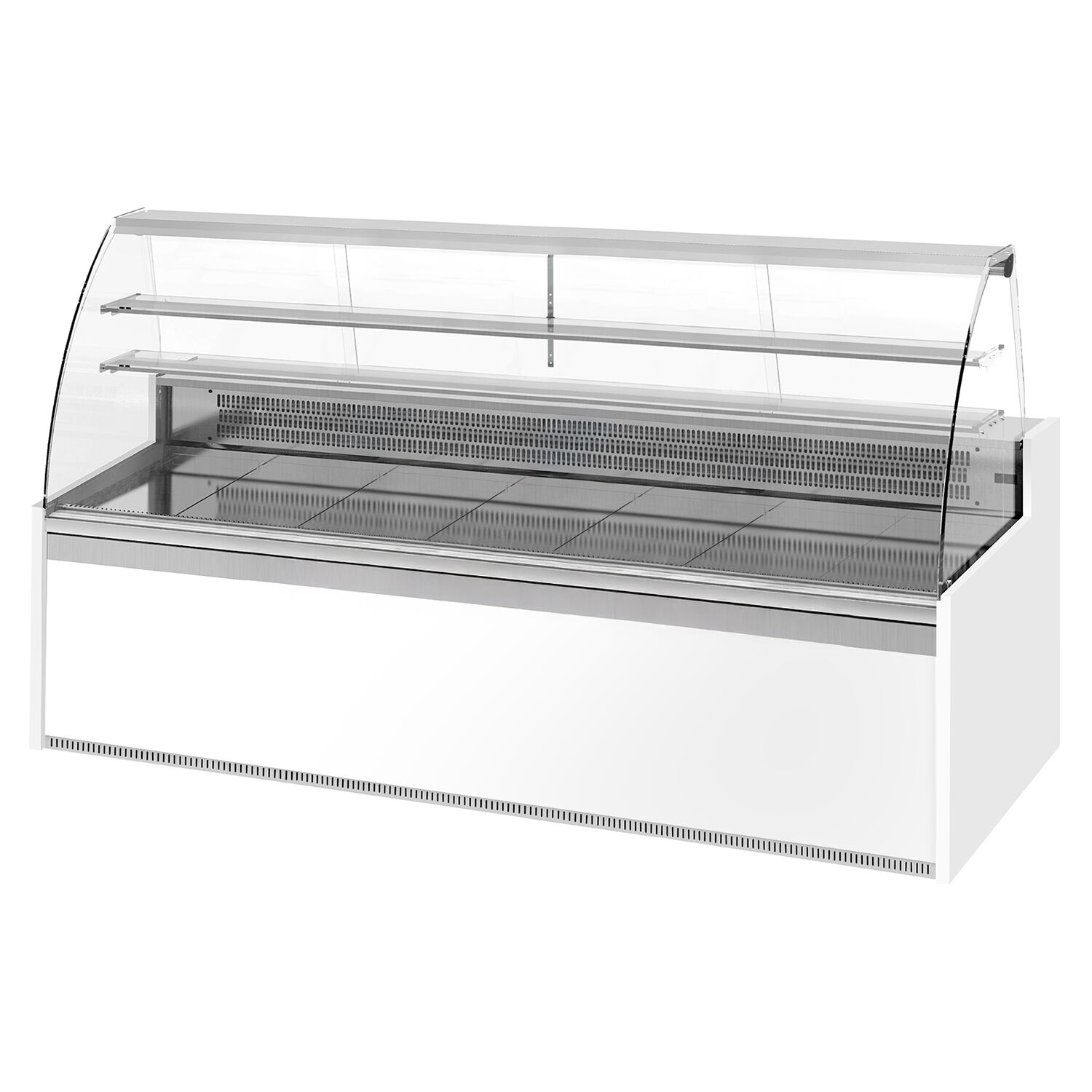 Comptoir vitrine réfrigérée - 2560x985mm - 430L - +4/+8°C - 4 portes - Vitre bombée