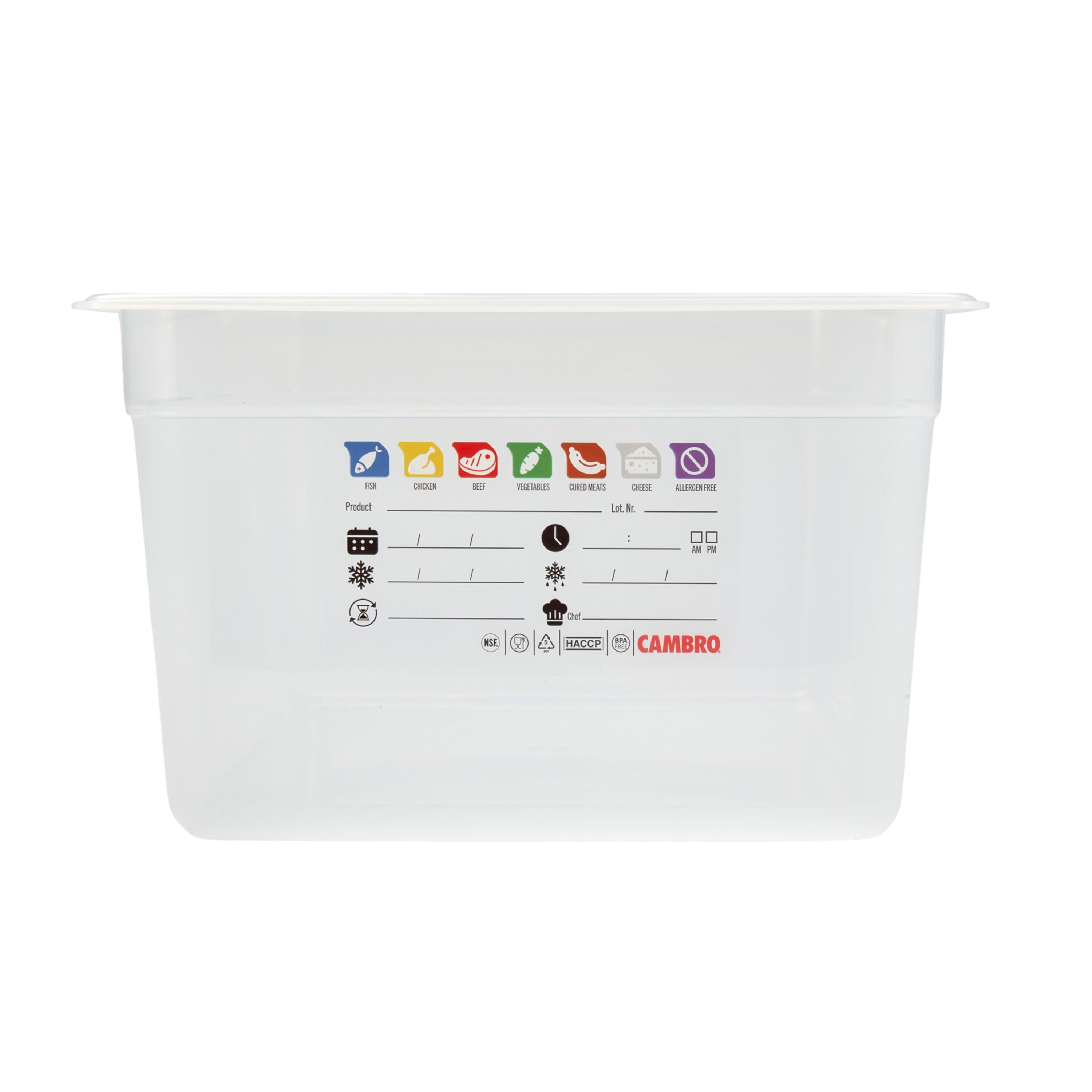 (6 pièces) CAMBRO | SafeTrak - Récipients en polypropylène GN 1/1 - laiteux - Hauteur : 200mm