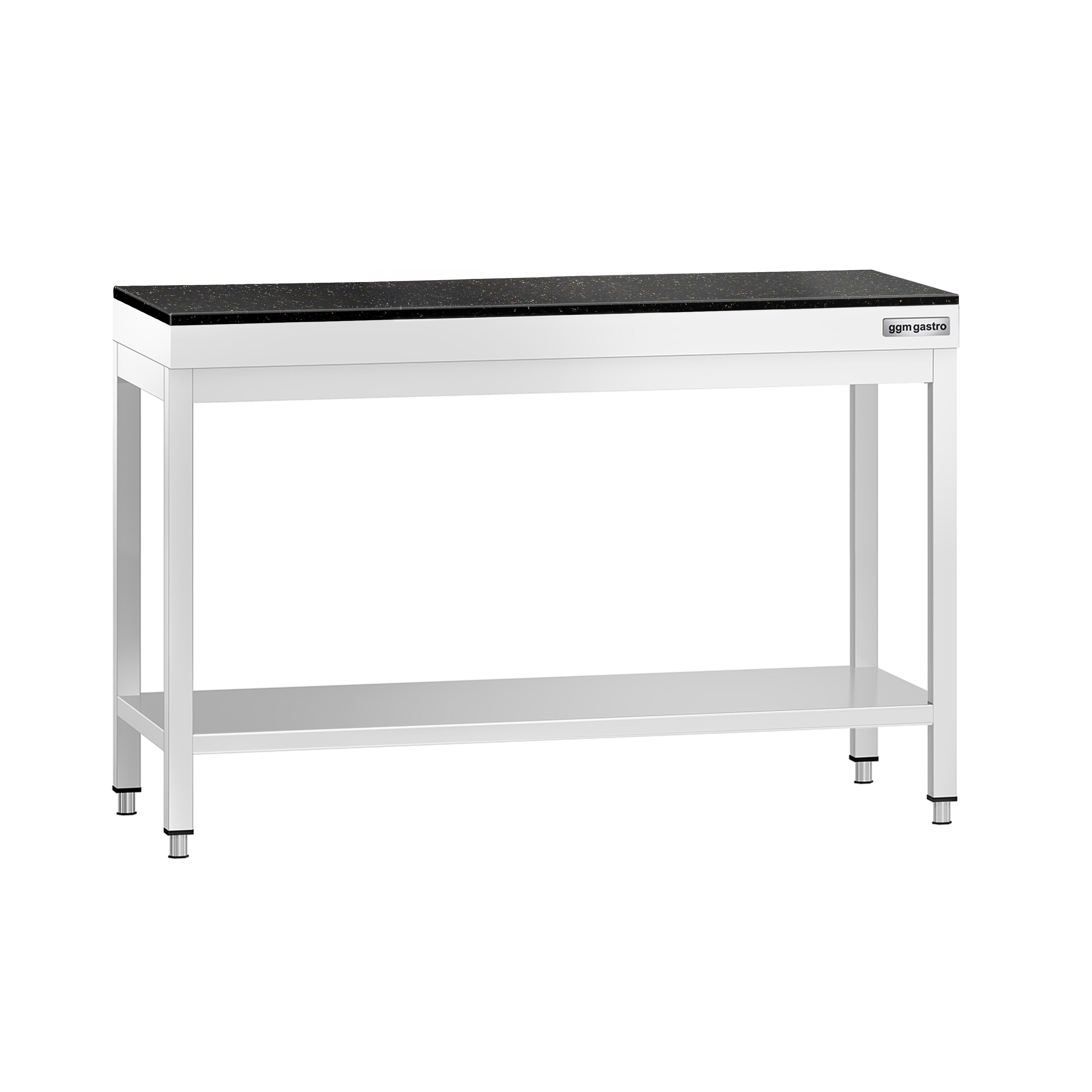 Table de travail inox PREMIUM - 1200 x 600 mm - avec tablette inférieure - incl. Plan de travail en Granit