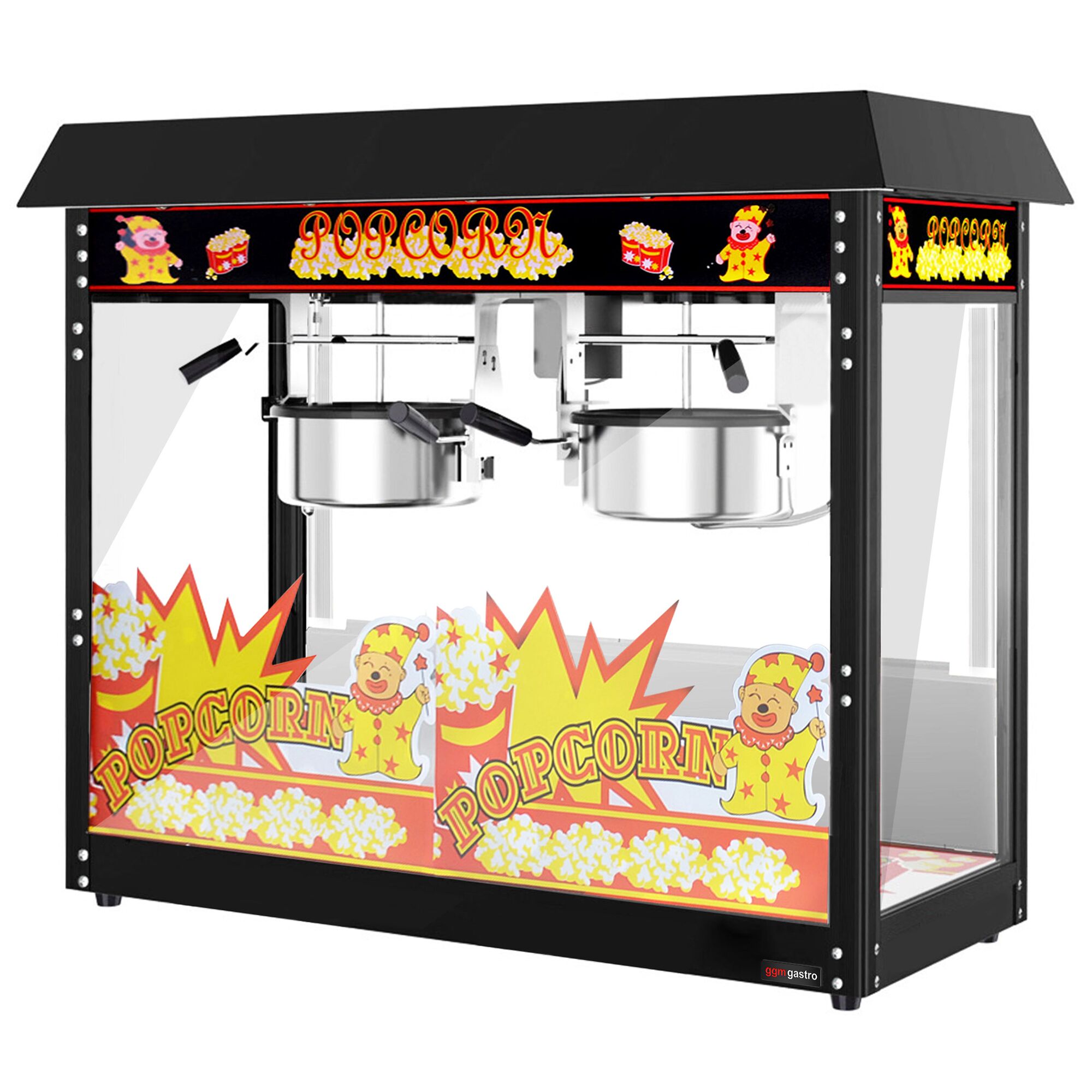 Machine à pop-corn - 2,90kW - 10kg/h - avec 2 marmite(s) - Noir