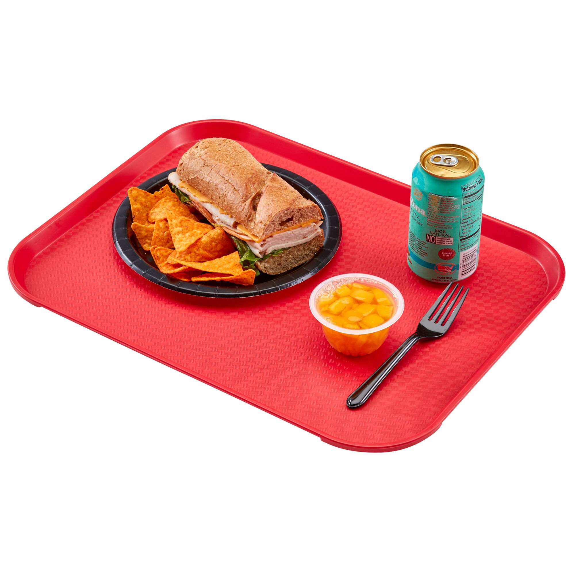 (12 pieces) CAMBRO | Fast Food Tray – Rectangular – High-Profile Rim – Red – 460×360 mm