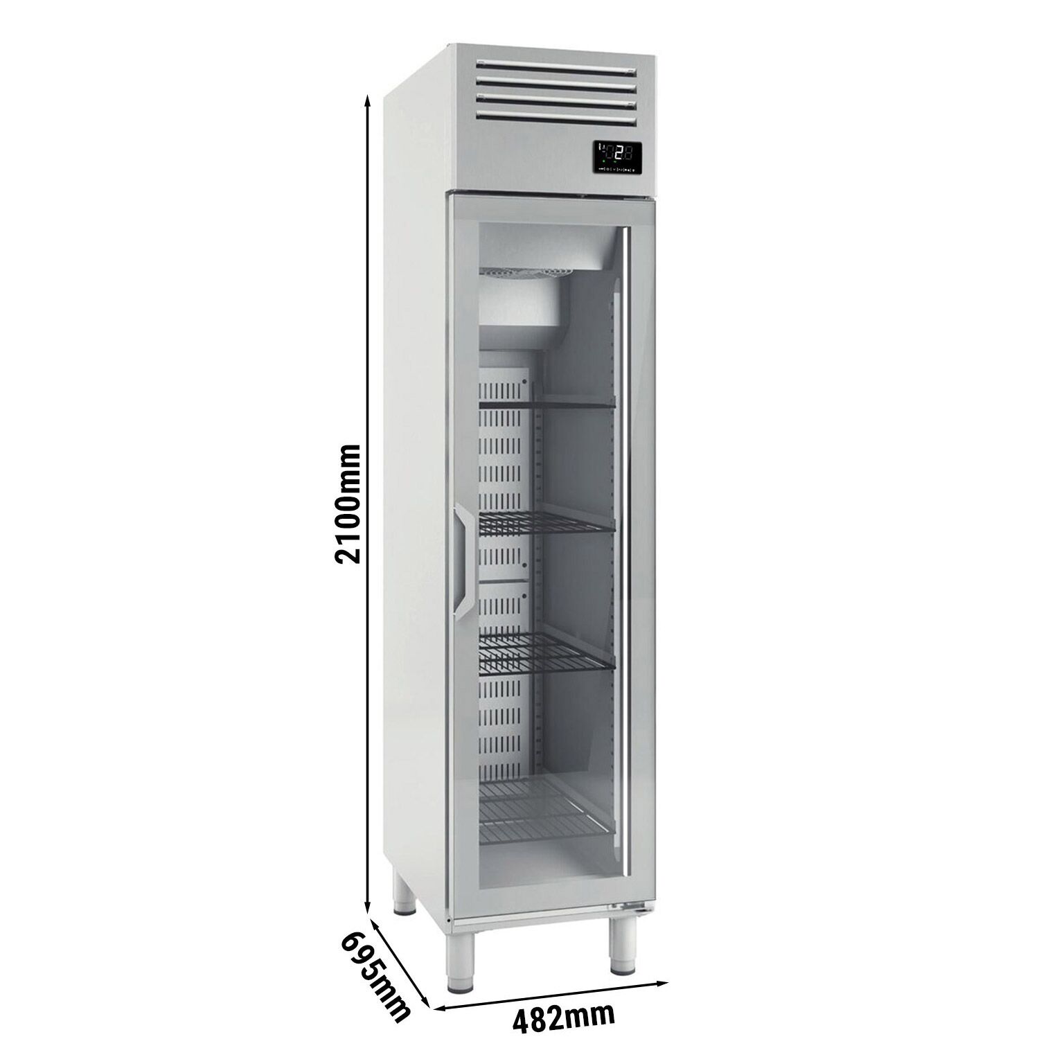 Armoire réfrigérée vitrée positive en acier inoxydable PREMIUM PLUS - GN 1/1 - 325 L - avec 1 porte vitrée