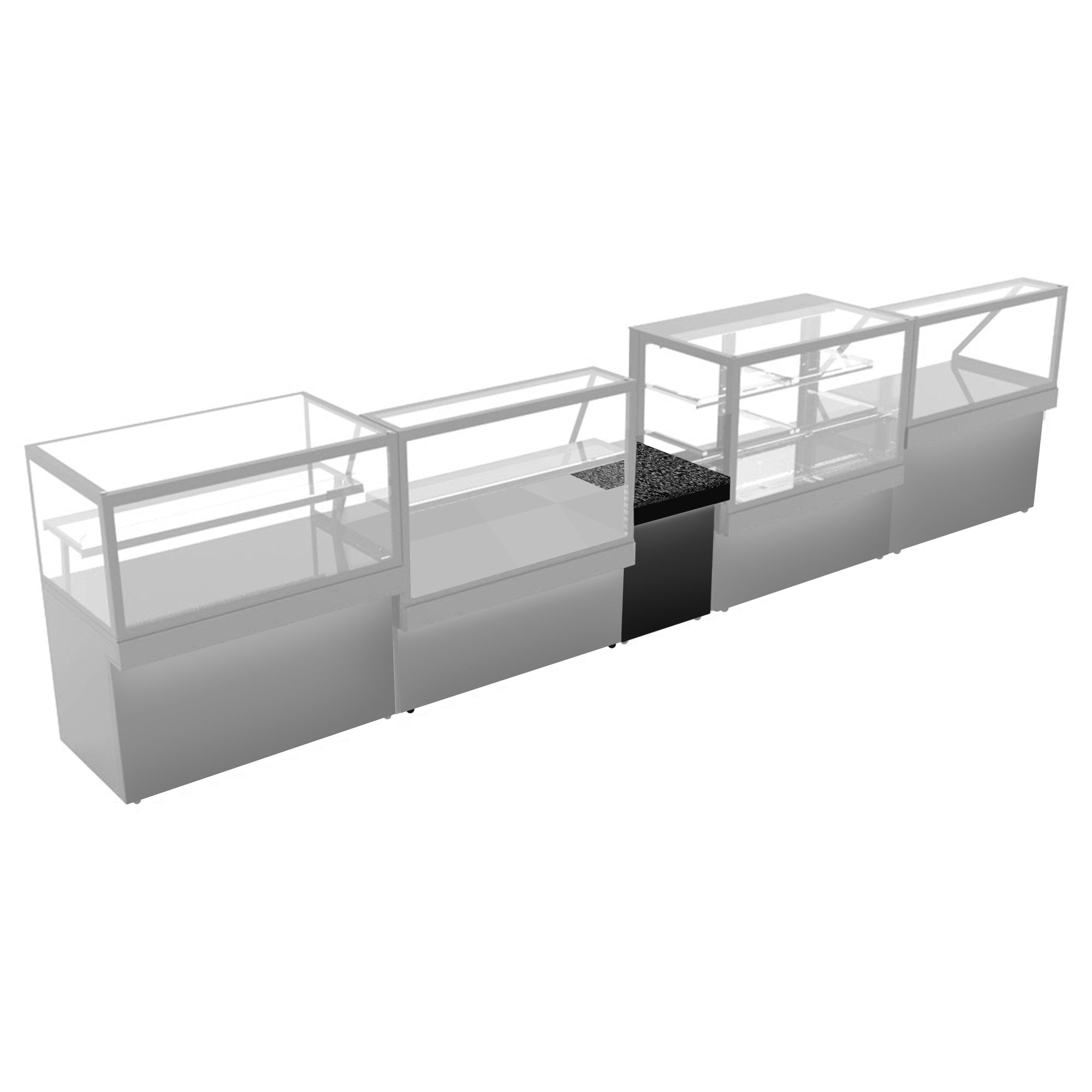 Till Counter TORONTO - 900mm - Black front panel - Black granite worktop