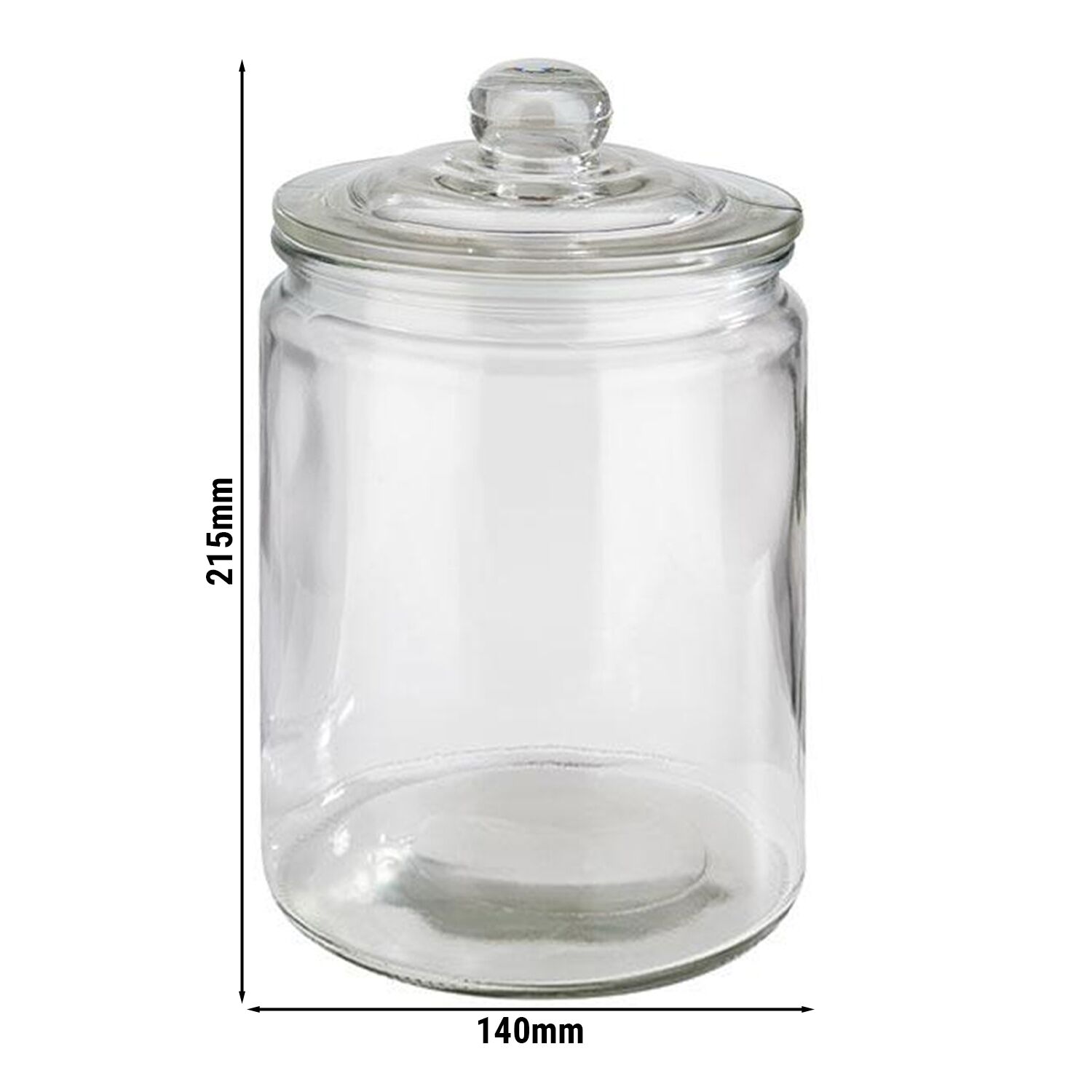 (6 st) Burk - CLASSIC - 2 liter - med glaslock med tätning