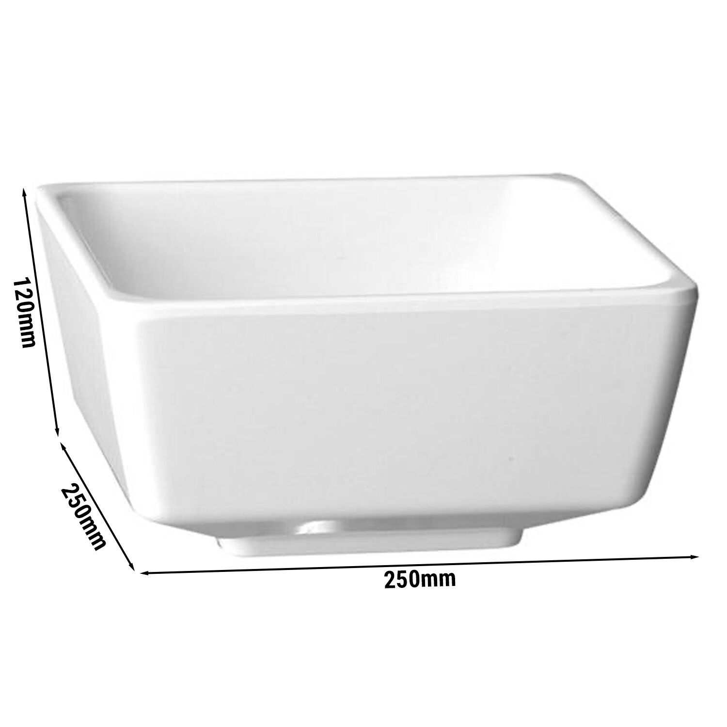 (6 pcs) Saladier - FLOAT - Mélamine - 4,7L - carré - lot de 6 - 250x250mm - Profondeur : 120mm - Blanc