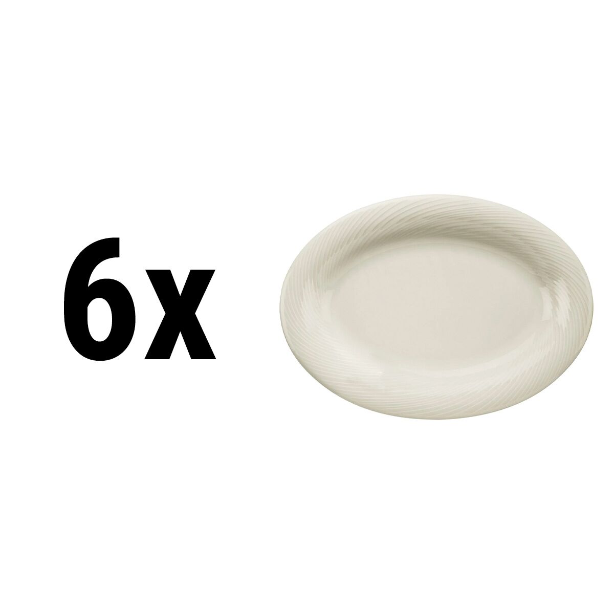 (6 Stück) SEMPRE - Platte/ Teller - oval - Länge: 230mm II Döner Platte II Döner Teller - Creme 