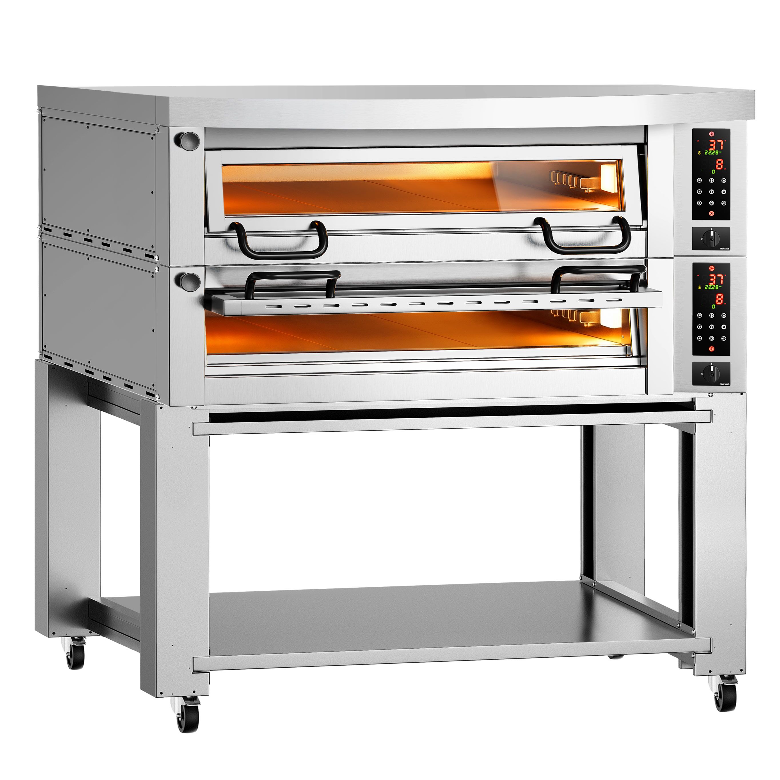 Elektro Pizzaofen Power - 9+9x 34cm - Digital - inkl. Haube, Untergestell & Rollen