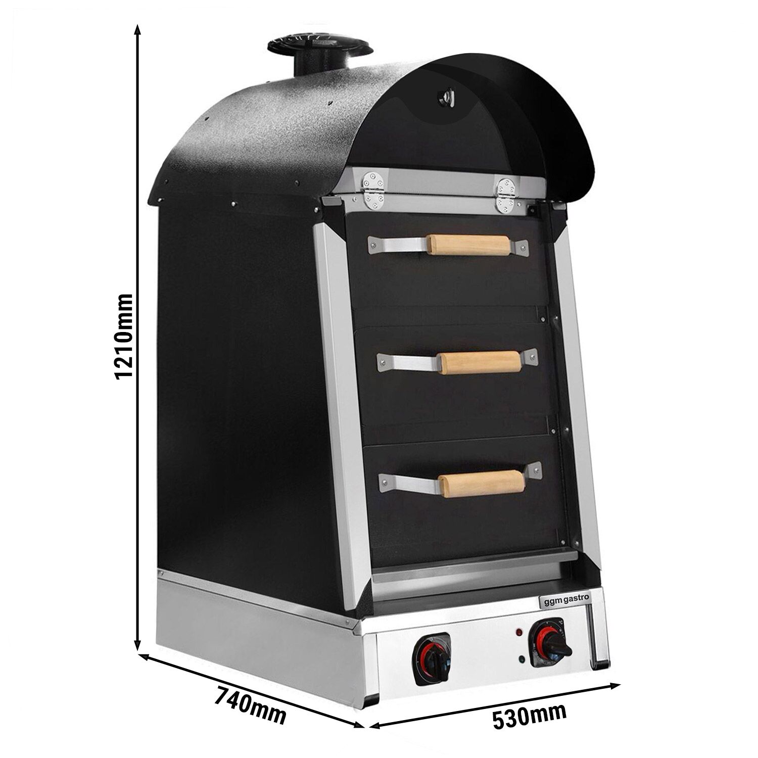 Commercial Electric Jacket Potato Oven - Manual Controls - 4.5kW - 230V - 530x1210x740mm - stainless steel - with 3 drawers