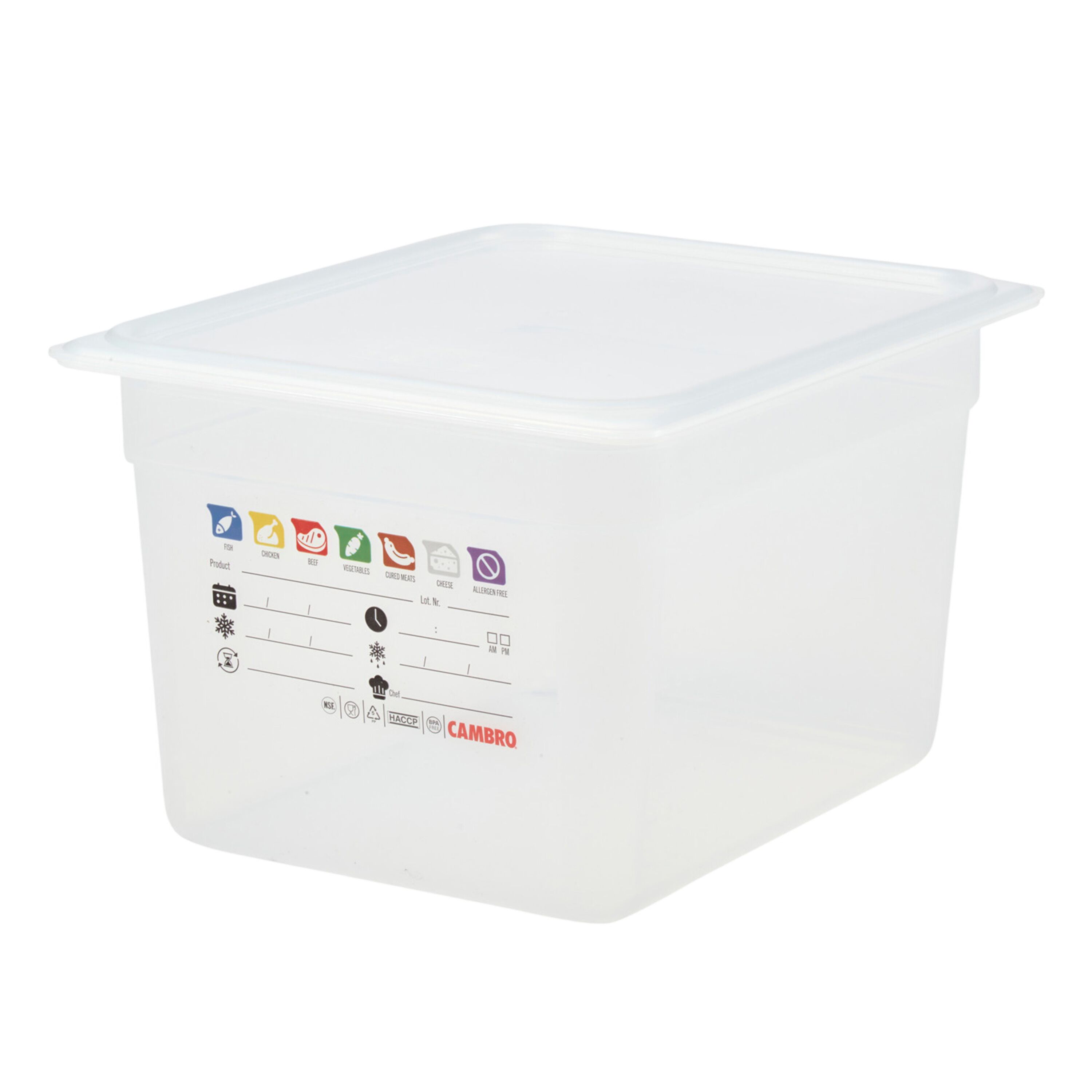 (6 pièces) CAMBRO | SafeTrak - Récipients en polypropylène GN 1/2 - laiteux - Hauteur : 200mm