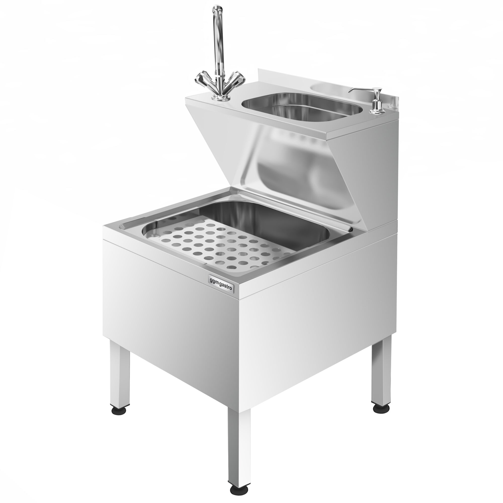 Combinaison lave-mains/évier - Acier inoxydable - avec mitigeur à pédale & distributeur de savon