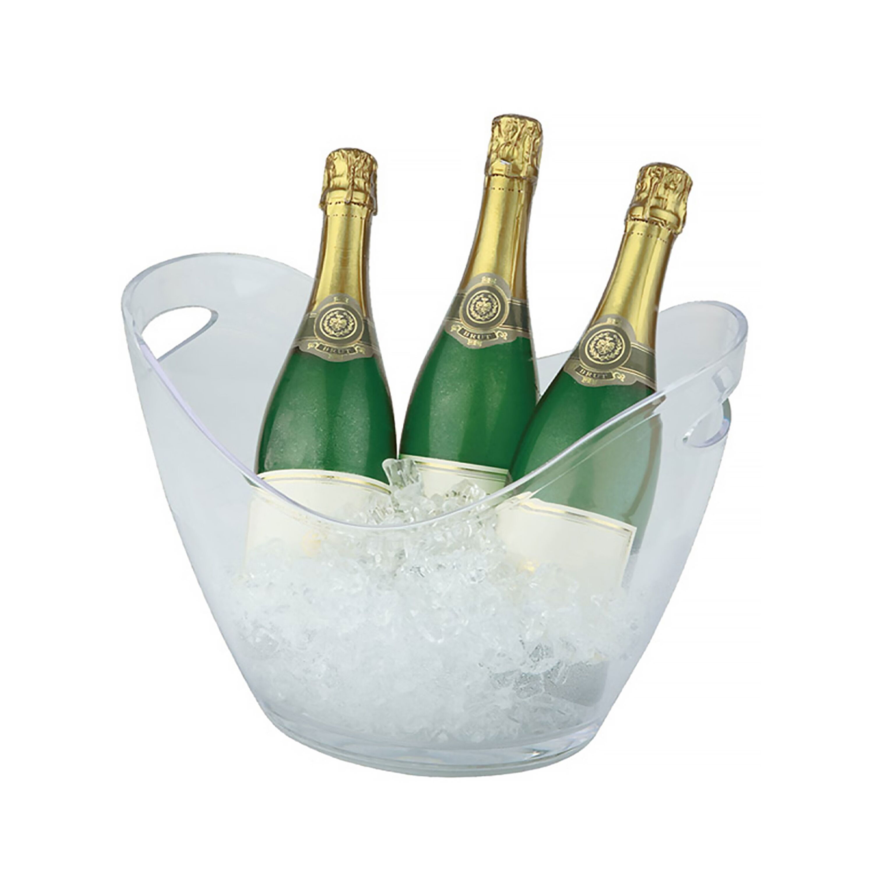 Seau à champagne - Polystyrène - 6 litres - Hauteur:255mm - Transparent - avec poignées