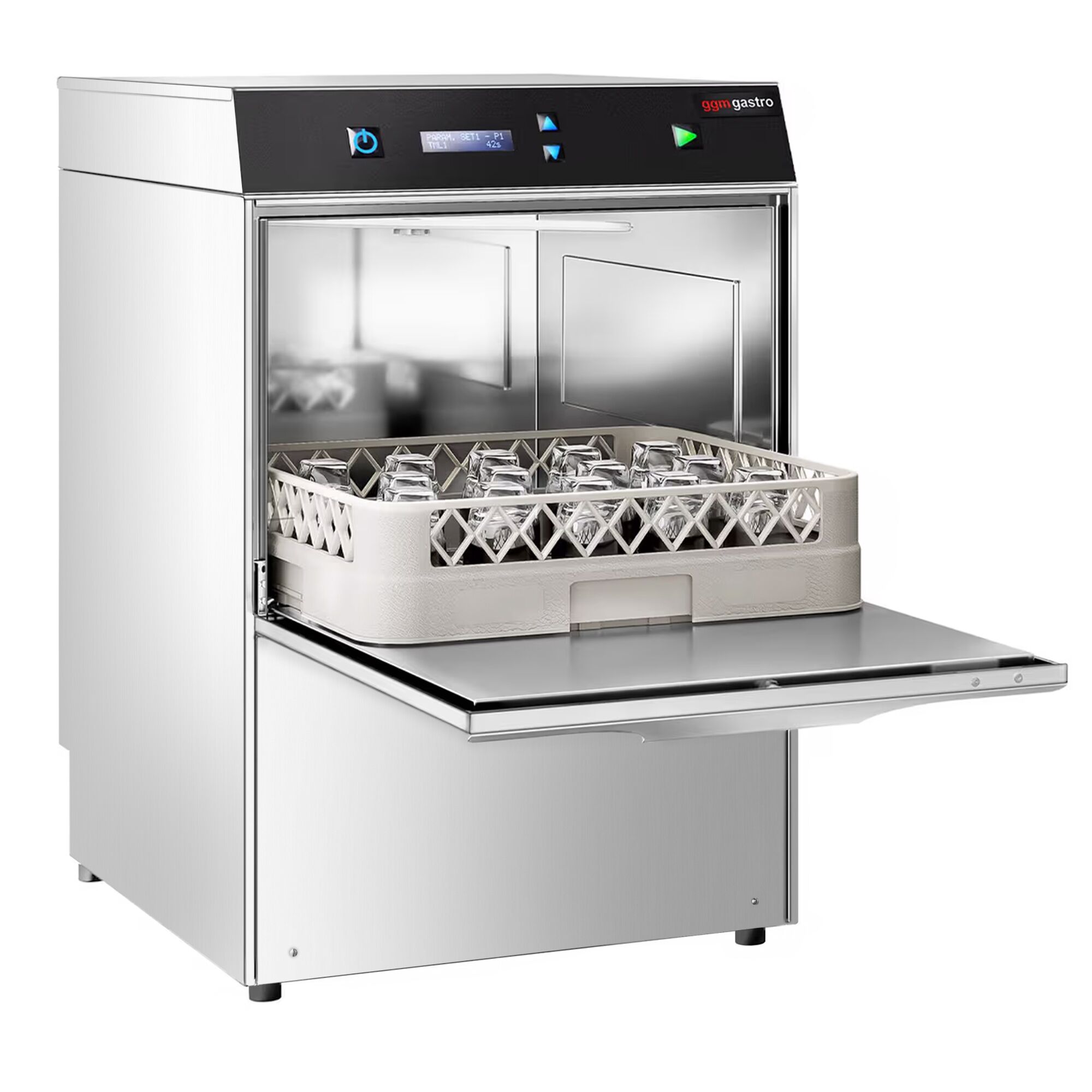 Lave-verres professionnel à double paroi - Numérique - 2,97kW - incl. Filtre à eau anti-calcaire - avec pompes à détergent, de liquide de rinçage et de vidange