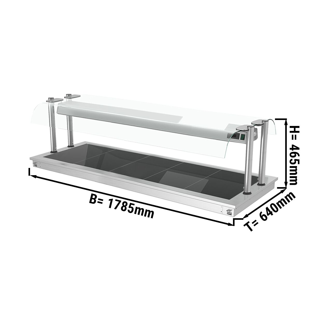 Einbau Warmhalteplatte - 1800mm - 5x GN 1/1 - 2,25 kW - mit Glas-Hustenschutz