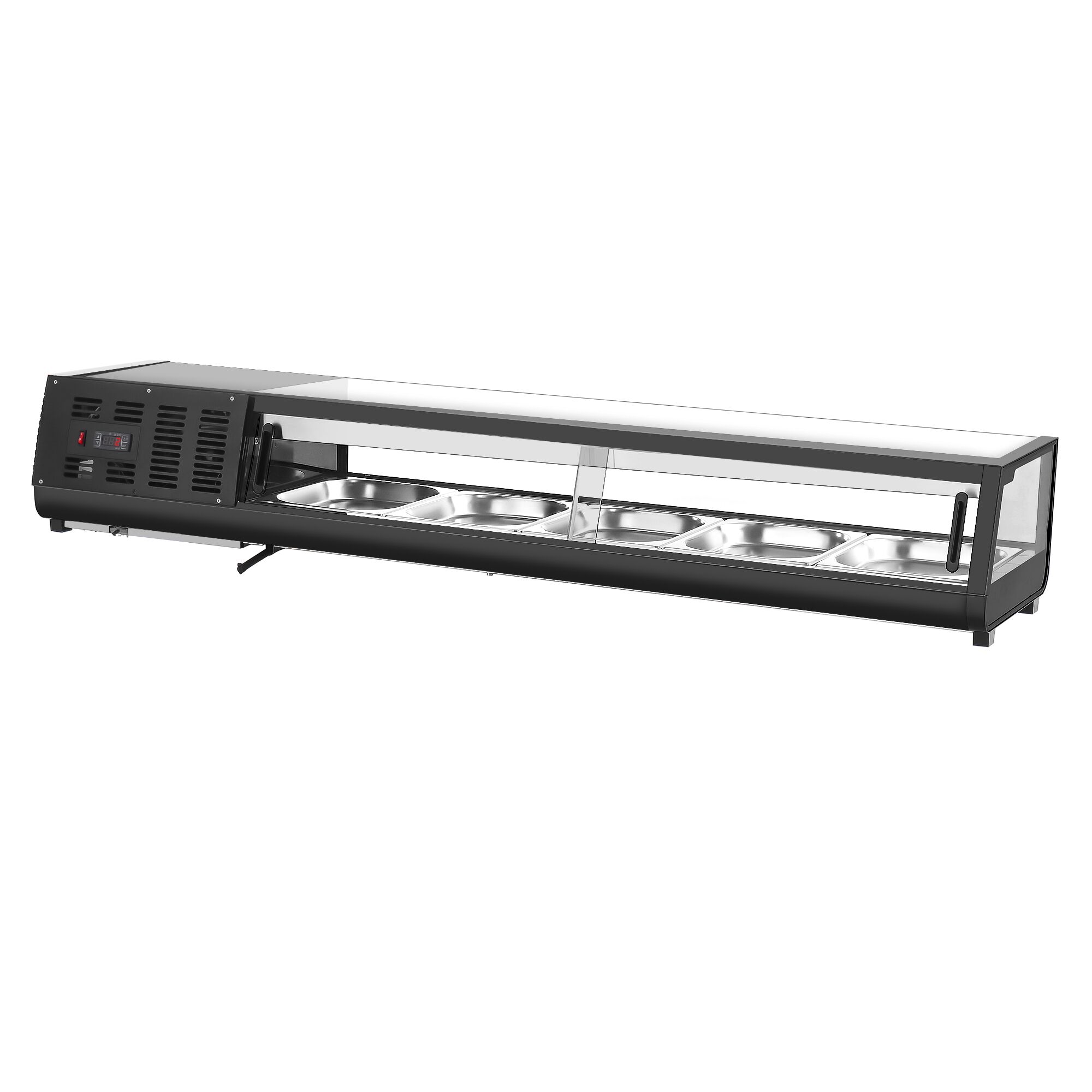Sushi-Kühlvitrine - 5x GN 1/2 - Schwarz