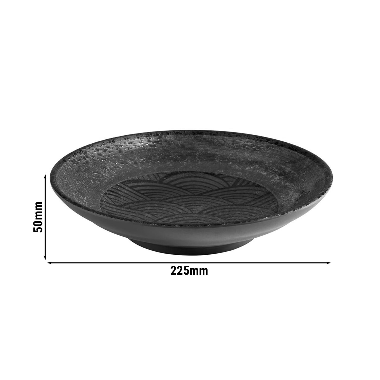 (6 pcs) Coupe - DARK WAVE - Mélamine - 0,75L - carré - 225x225mm - Profondeur : 50mm - Noir