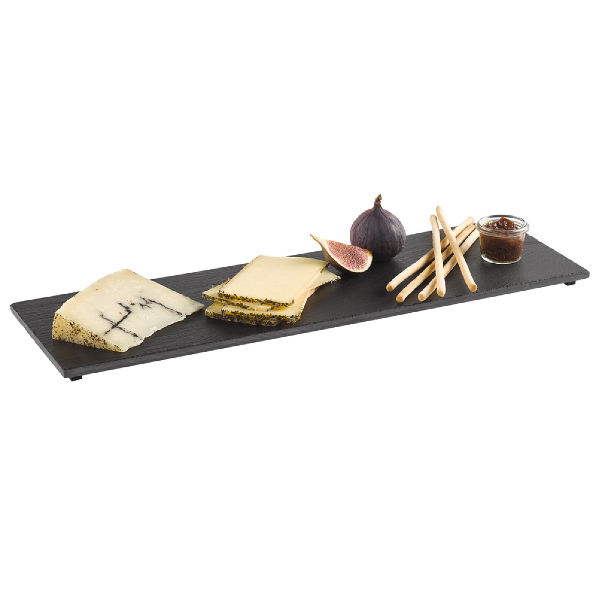 (6 pcs) Plateau en ardoise naturelle - Ardoise naturelle - GN 2/4 - VALO - Lot de 6 - 530x162mm - patins antidérapants inclus
