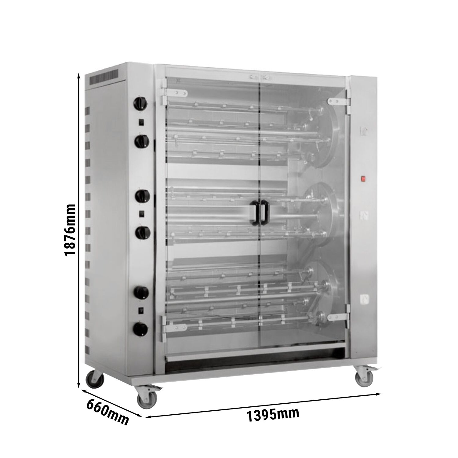Commercial Gas Chicken Rotisserie Oven - 55.8kW - with 12 Skewers for up to 72 chickens