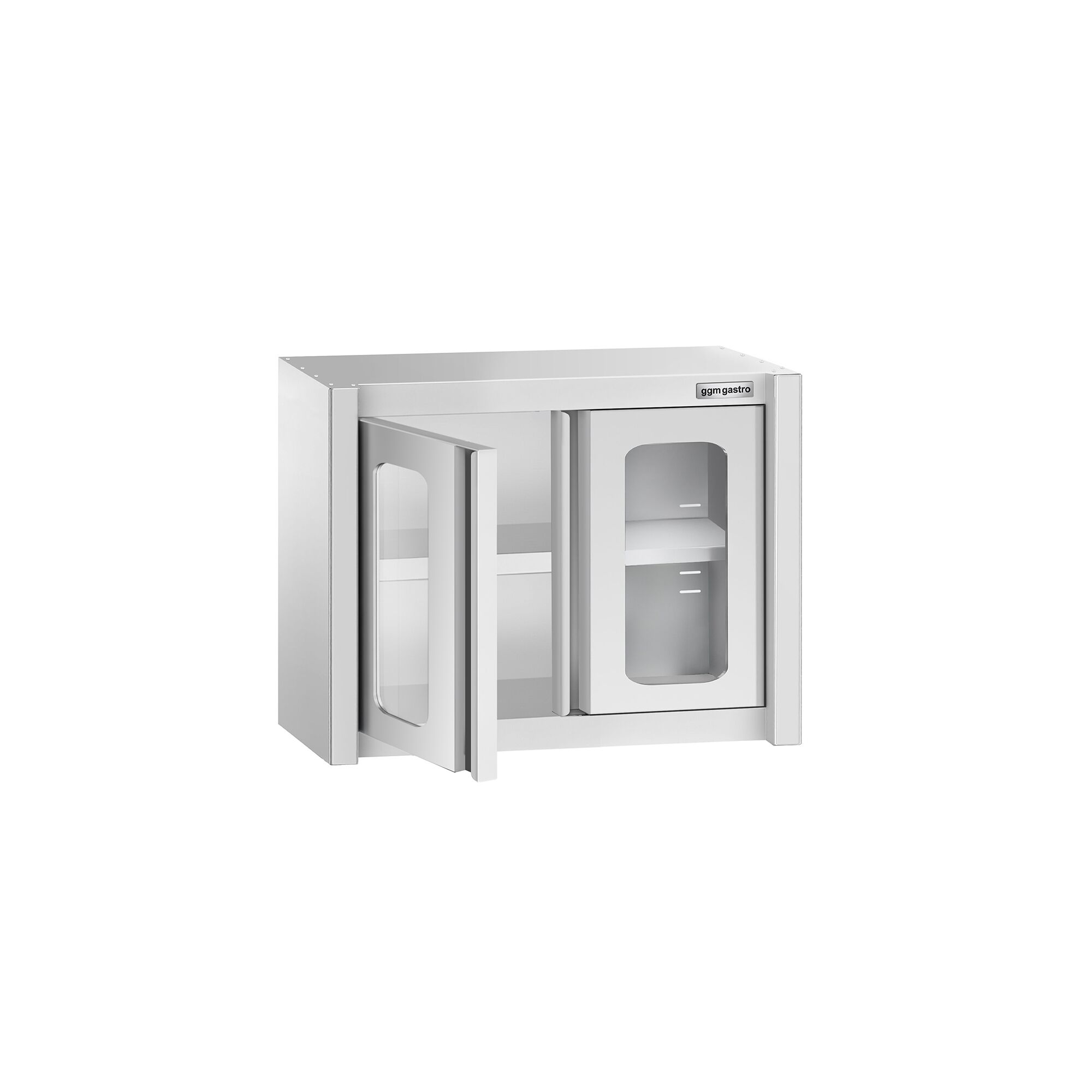 Armoire murale en acier inoxydable - 800x400mm - avec portes battantes vitrées - 650mm de haut