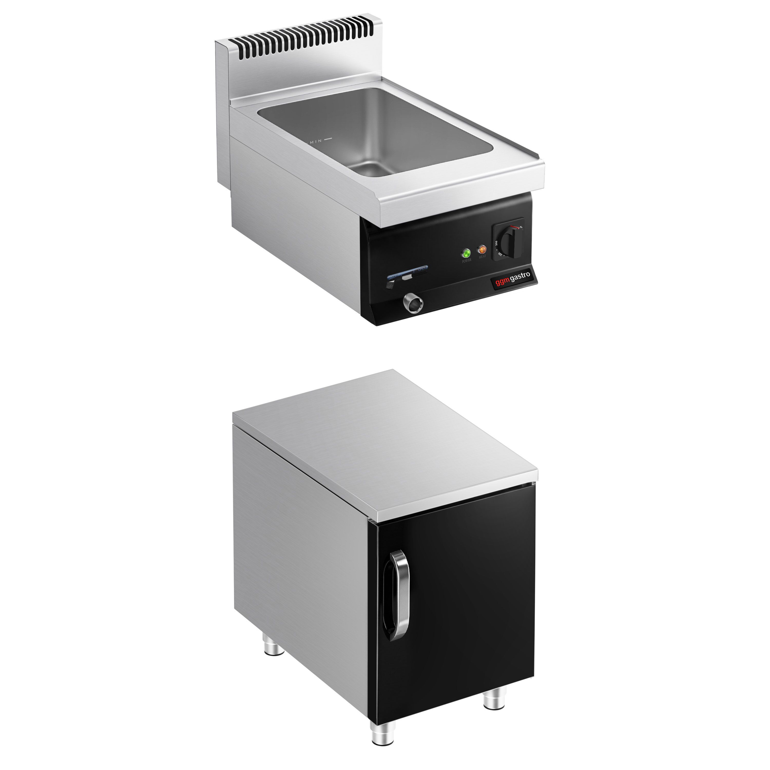 Elektro Bain-Marie - 1,2 kW - 1x GN 1/1 - inkl. Unterbau mit 1 Tür