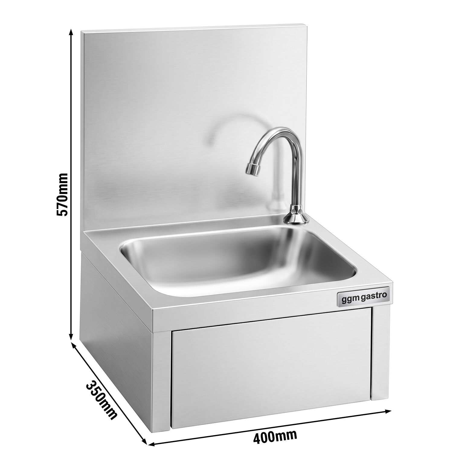Hand washbasin – with tap, knee-operated control and high rim